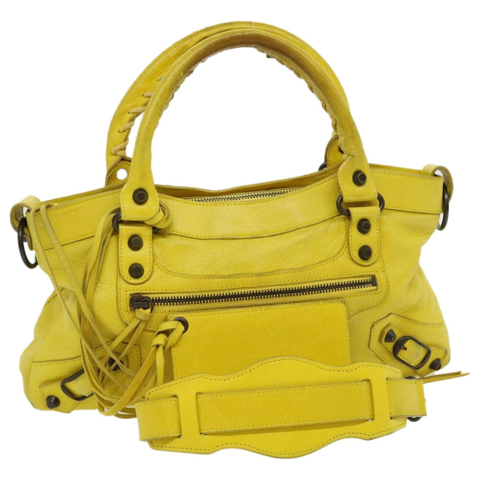 BALENCIAGA City Bag Hand Bag Leather 2way Yellow Auth am2767g ref.647138 -  Joli Closet