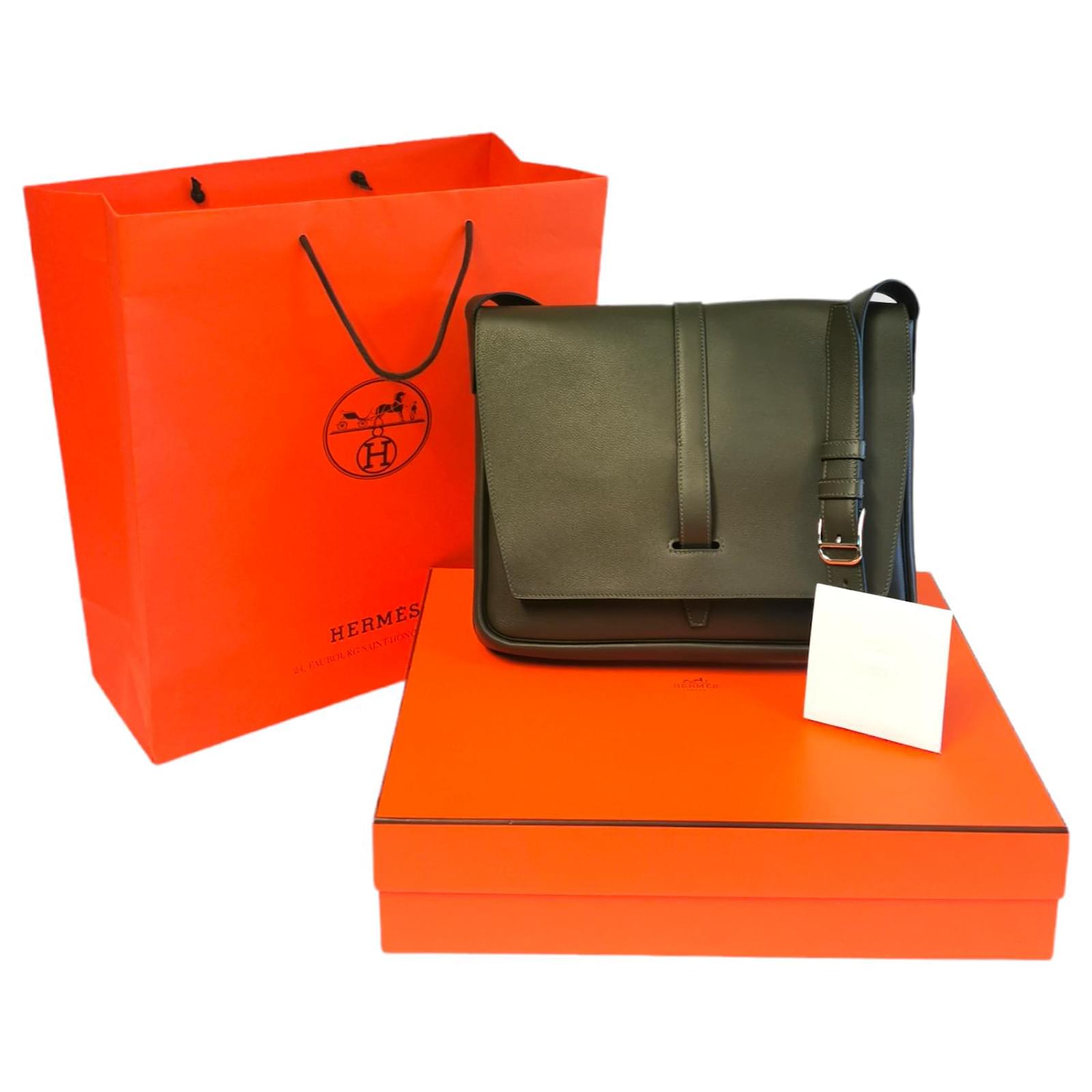 Hermès Steve Light Messenger Bag Vert Maquis Togo Green Leather
