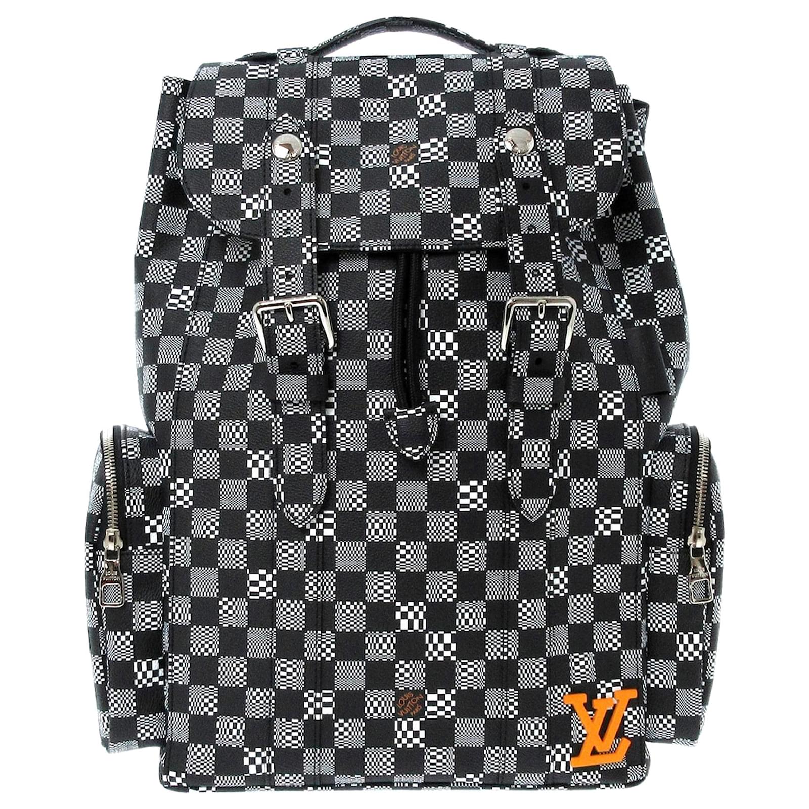 Sac ?� dos Louis Vuitton Damier Christopher blanc d?�form?� Toile Tissu ref.649223 - Joli Closet
