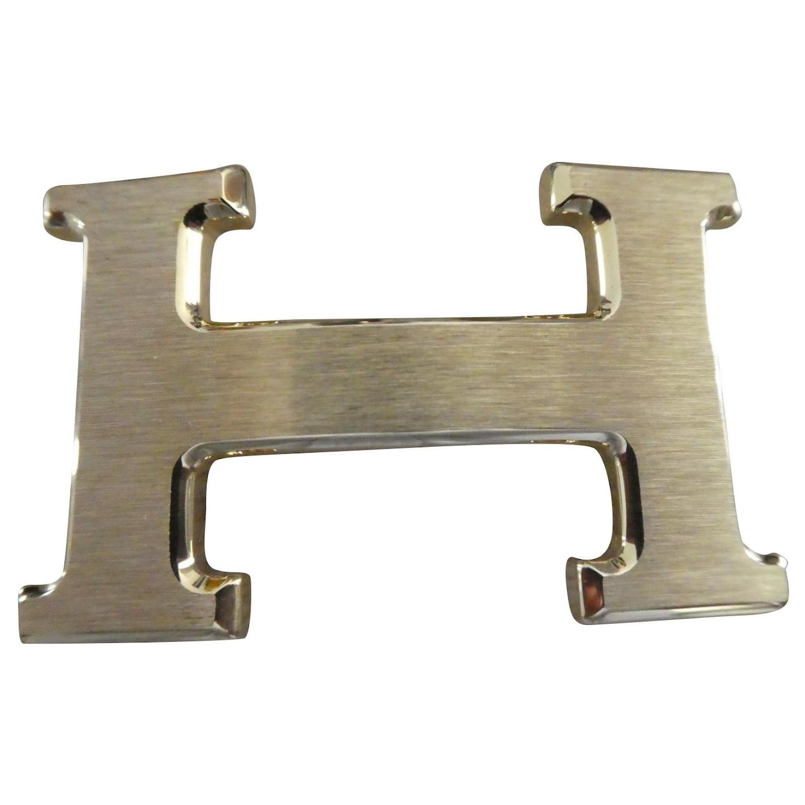 Hermès belt buckle 5382 brushed gold metal 32MM Gold hardware Steel ref