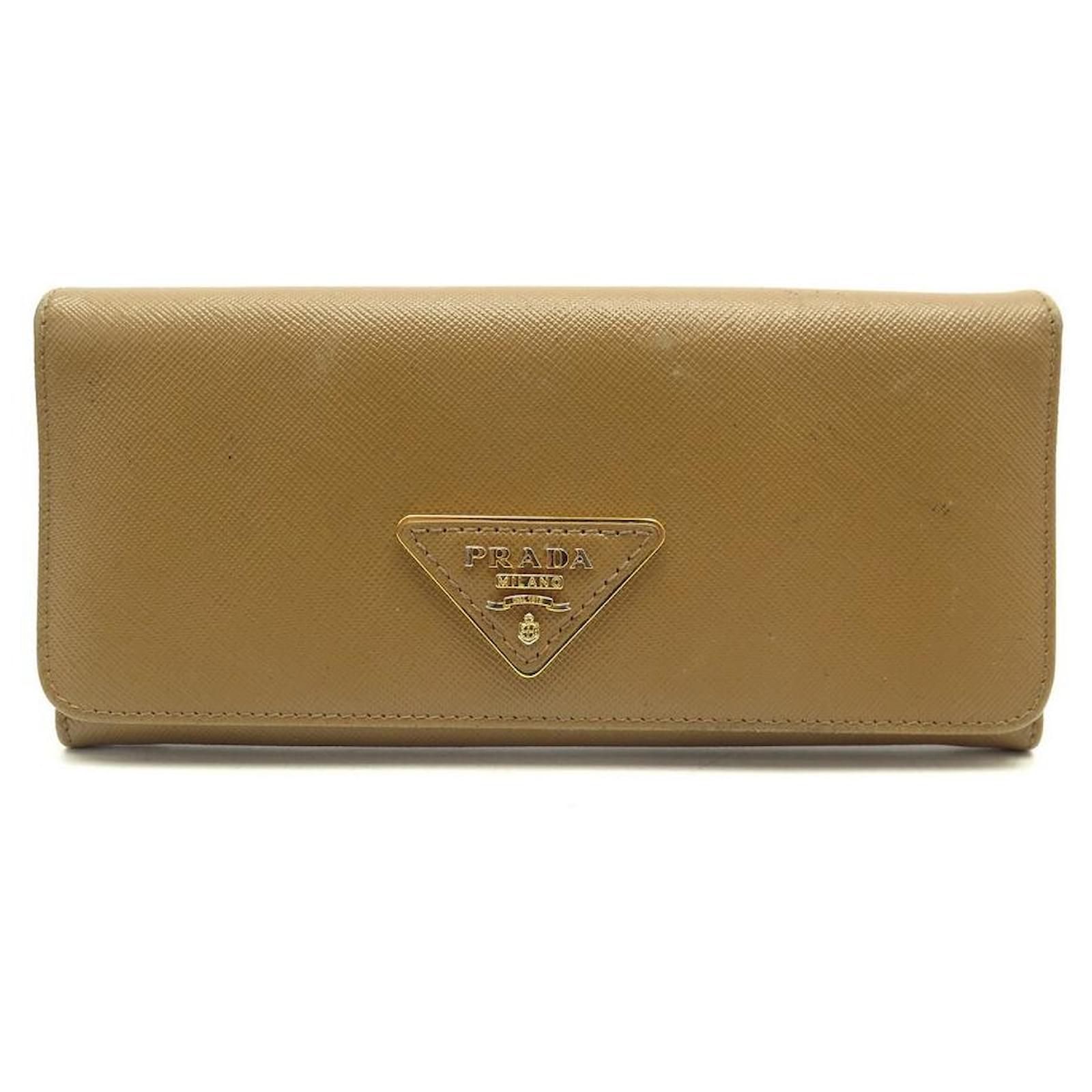 Prada Saffiano leather camel wallet