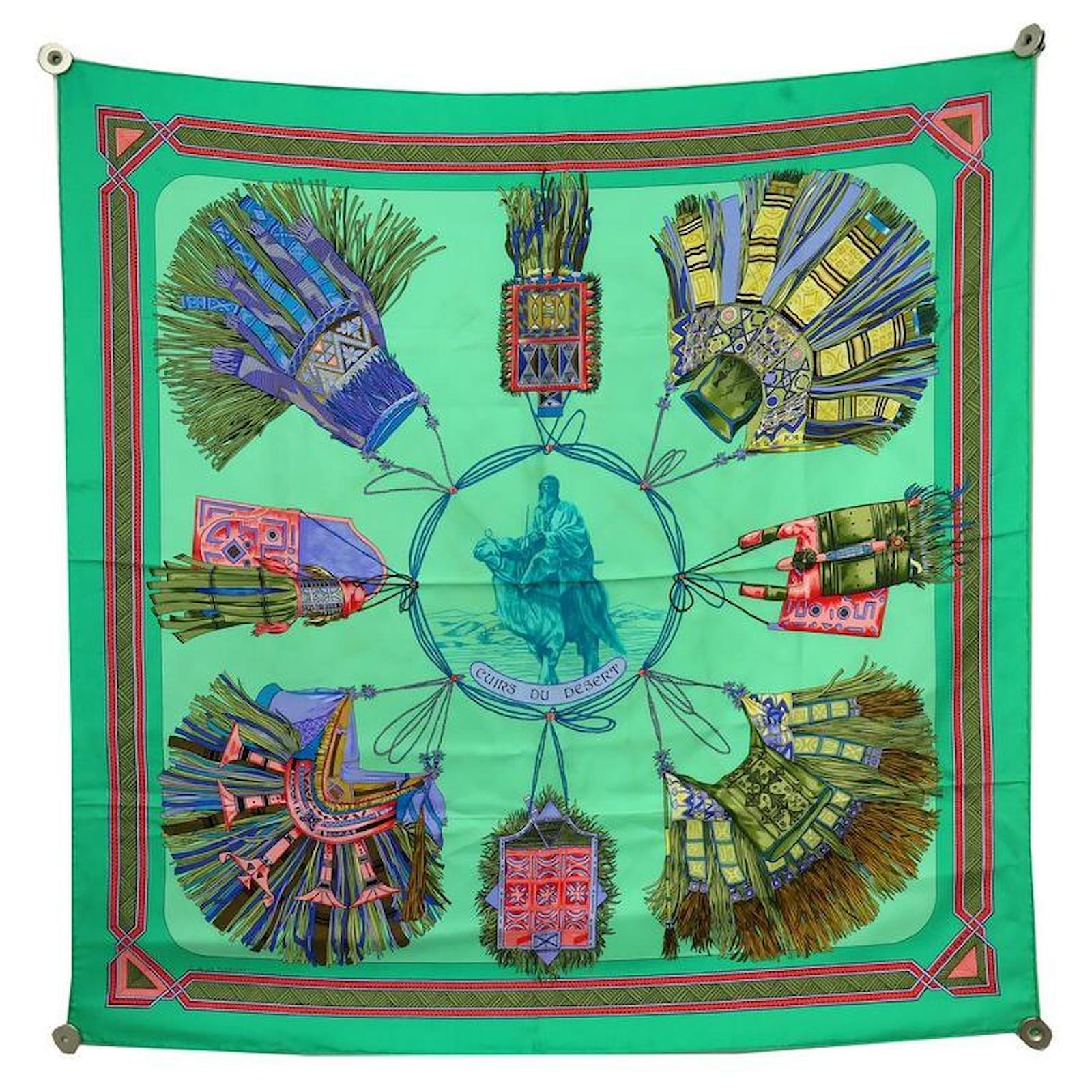 Hermès HERMES LEATHER SCARF OF THE DESERT OF LA PERRIERE CARRE 90 SILK ...