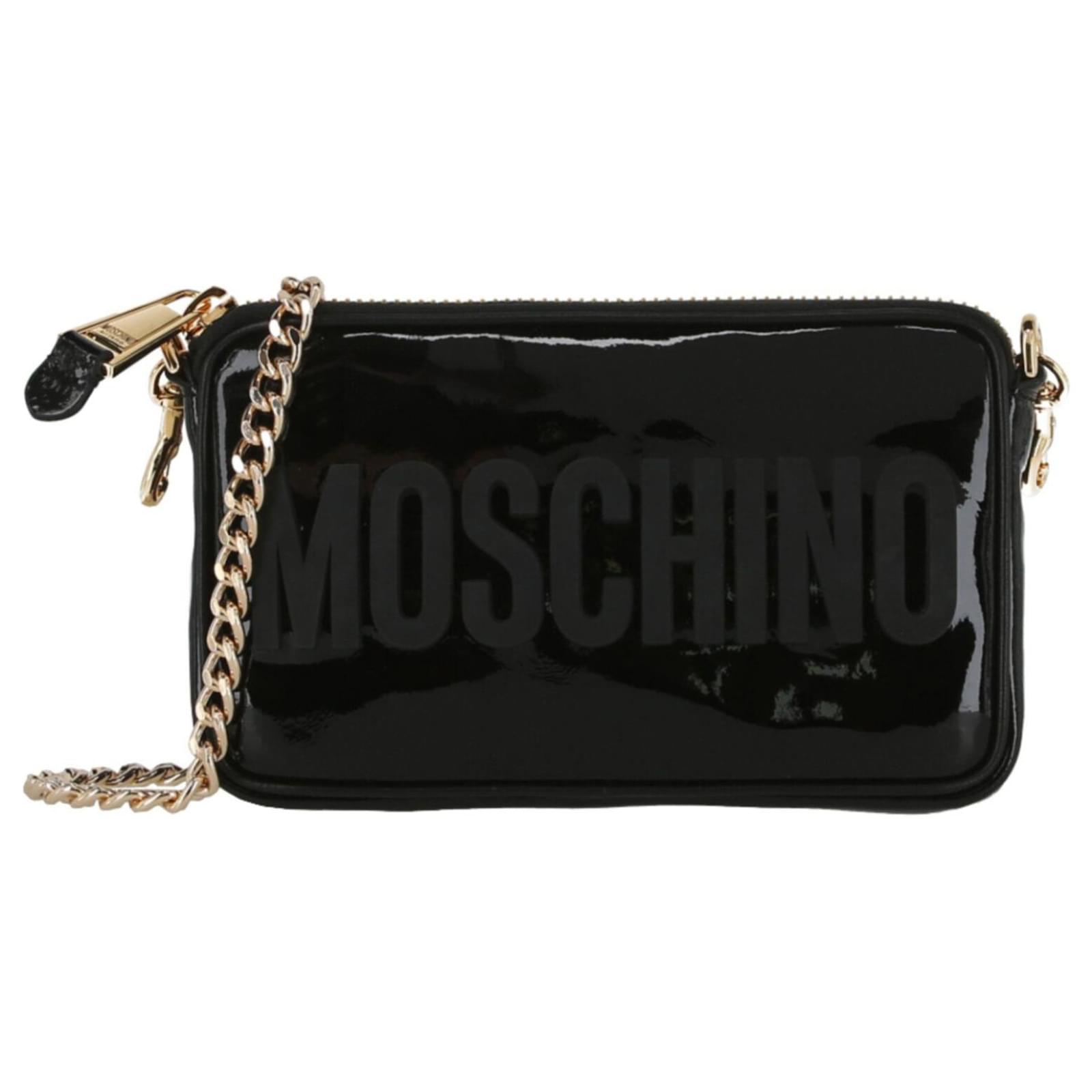 MOSCHINO Black Patent Leather outlet Shoulder Bag Purse