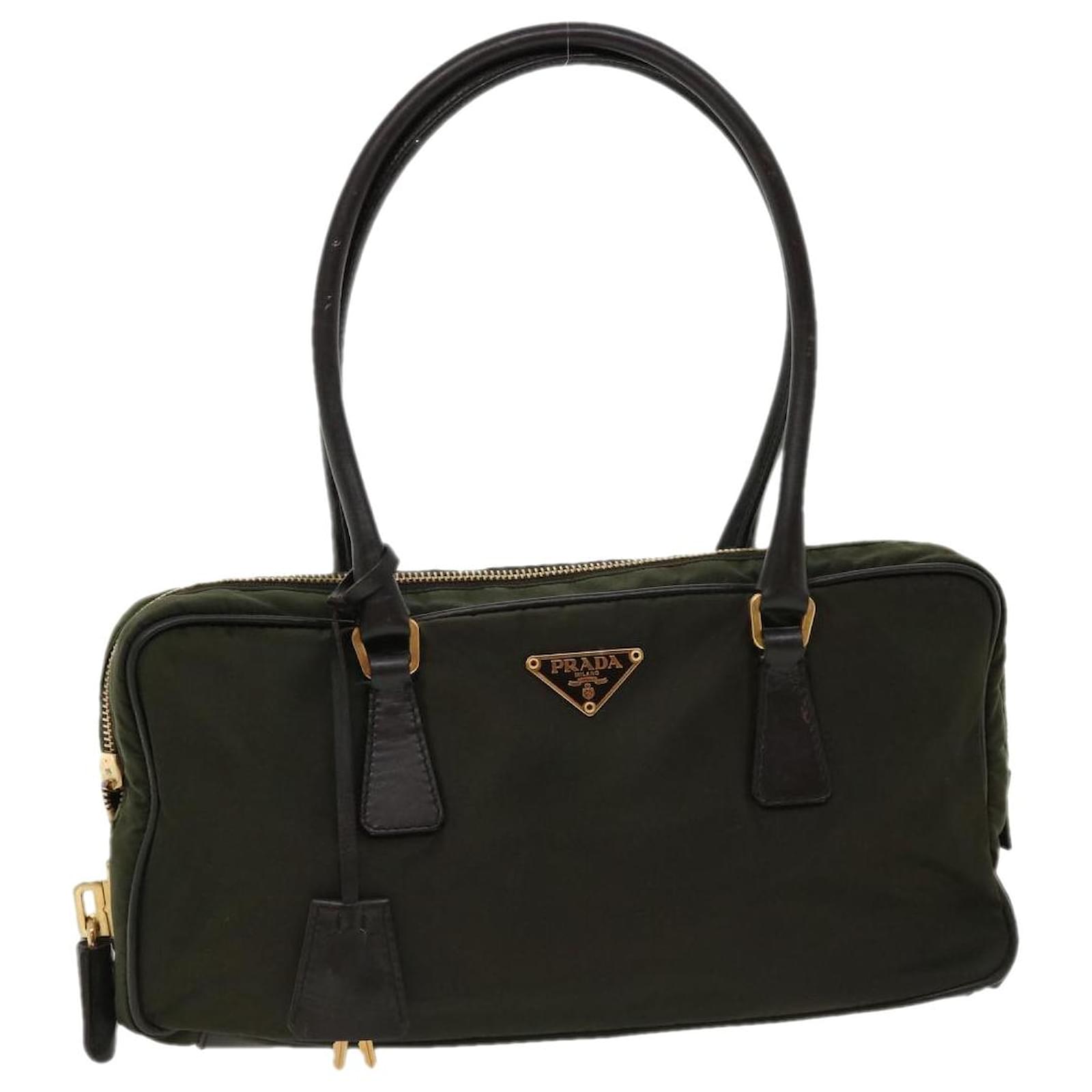 PRADA Shoulder Bag Nylon Leather Khaki Auth ai386 ref.651660