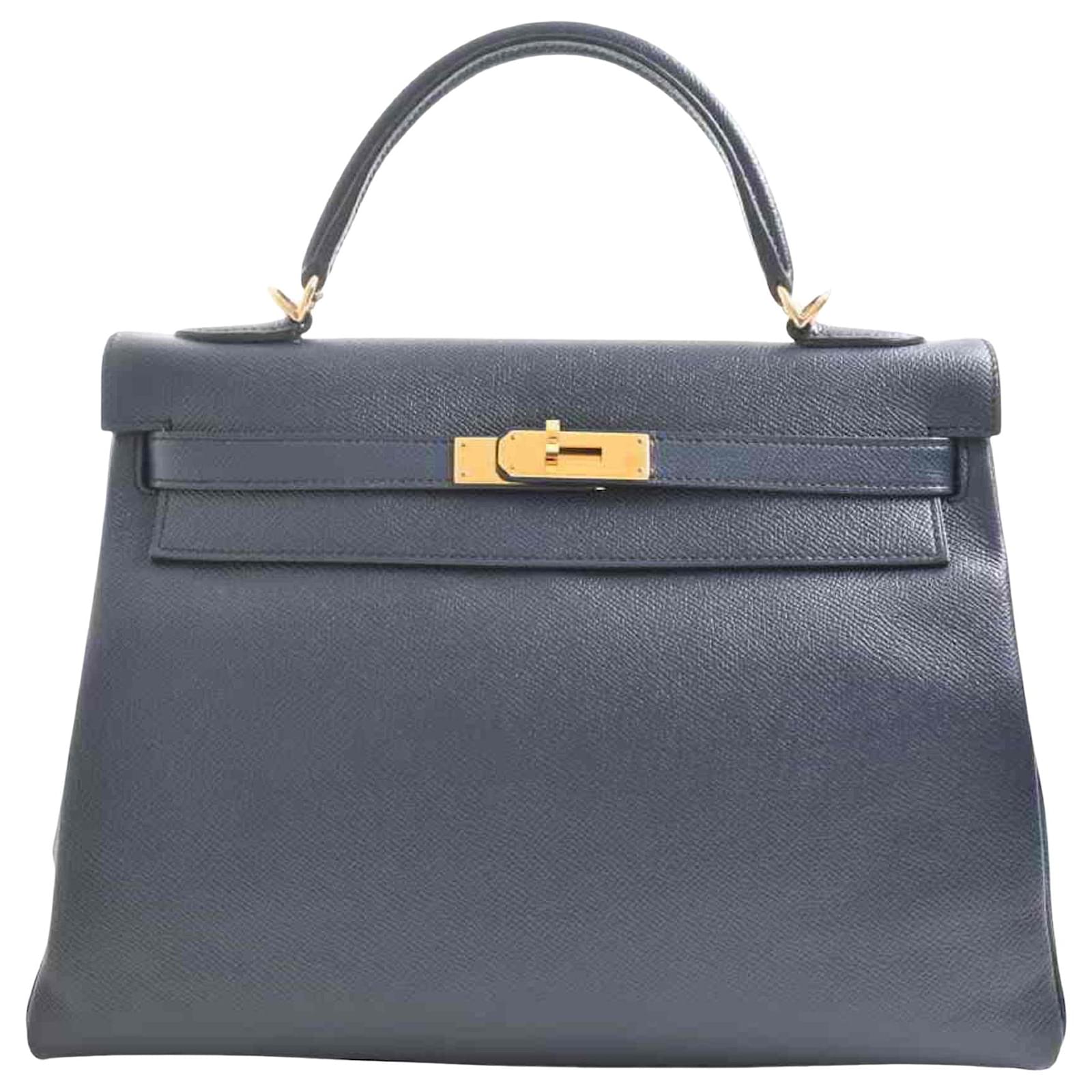 Hermes Hermès Kelly Navy Leather Handbag () In Blue