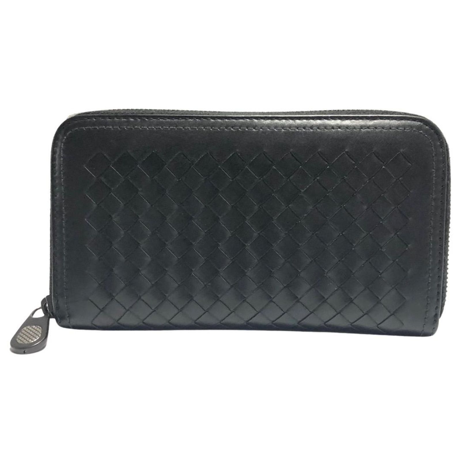 Bottega Zip around wallet Black Leather ref.652277 Joli Closet