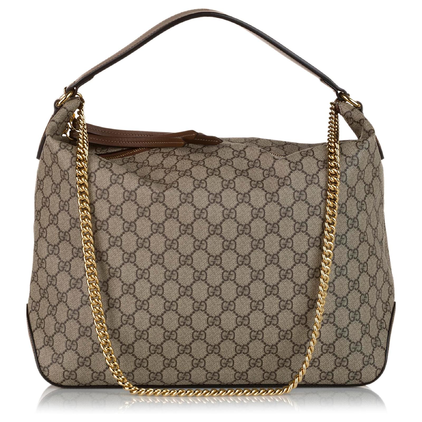 Gucci Brown GG Supreme Linea A Hobo Braun Beige Leinwand Tuch ref.653473 Joli Closet