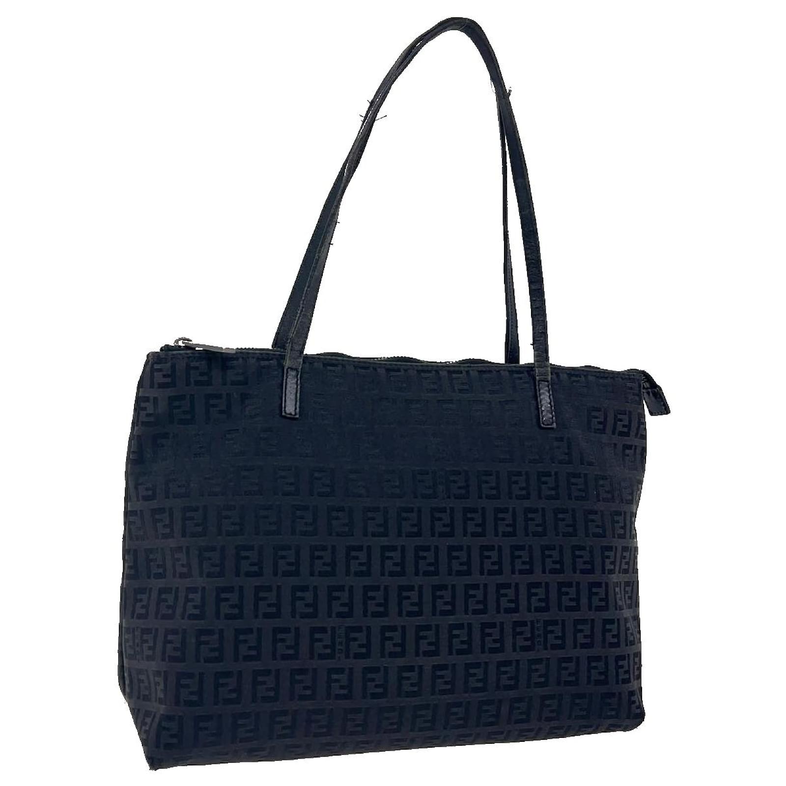 FENDI Zucchino Canvas Tote Bag Black Auth rd2786 Cloth ref.653998 ...