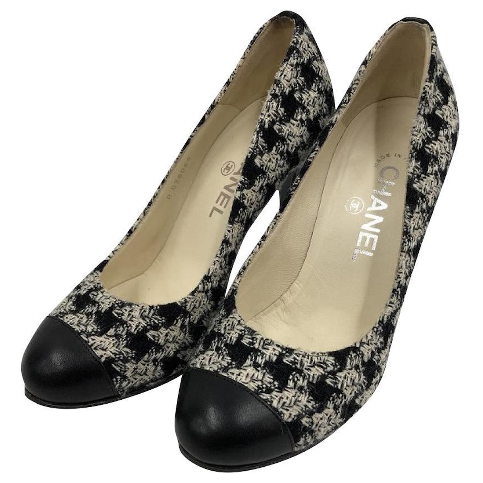 CHANEL Décolleté in tweed G28065 con scatolo Nero Bianco ref