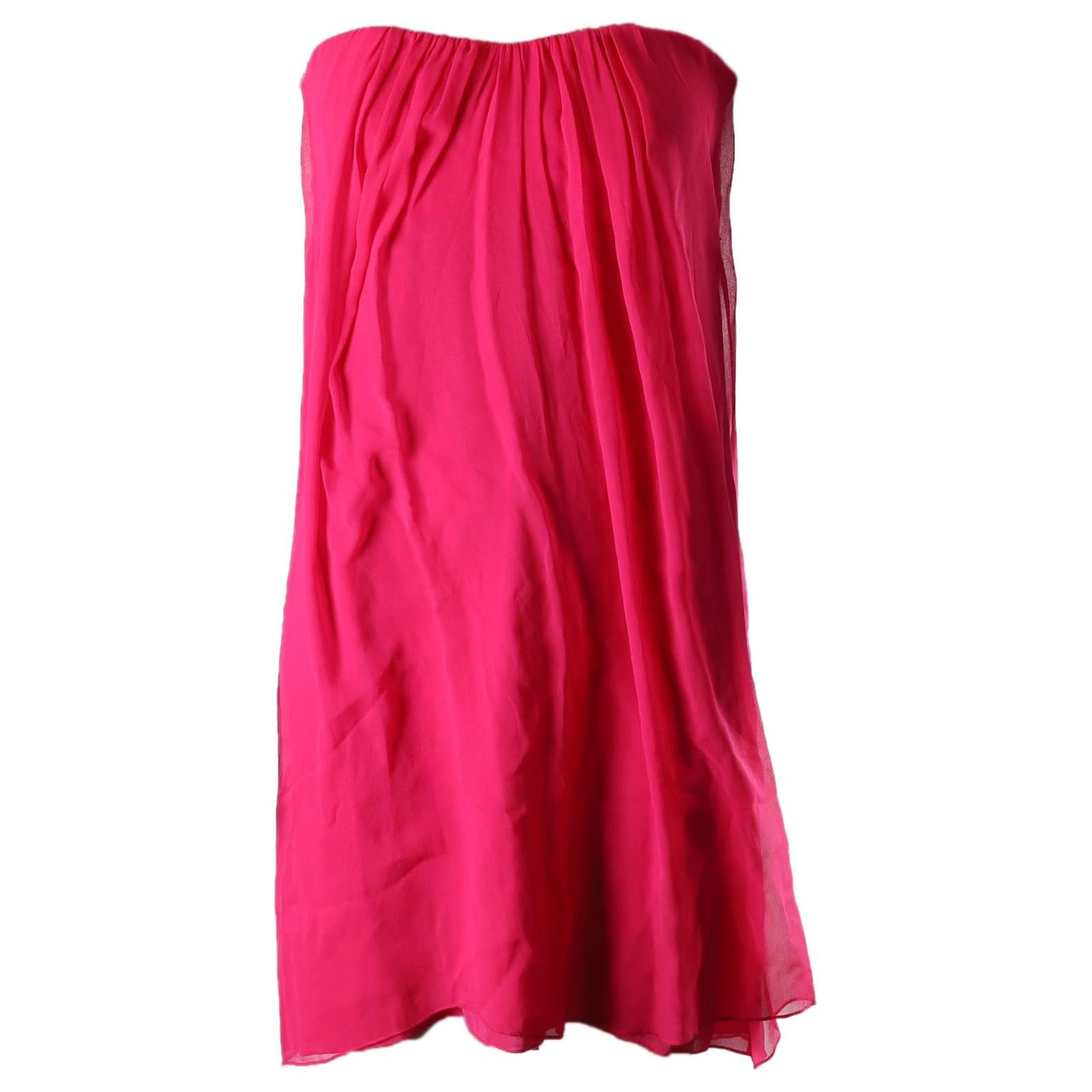 Alice + Olivia Alice & Olivia Strapless Gathered Mini Dress in Pink Silk  ref.655949 - Joli Closet