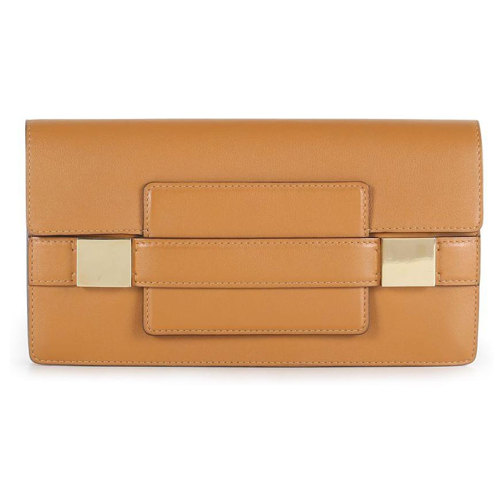 Delvaux Tan Leather Madame Pochette Clutch Brown Beige ref.656000 Joli Closet