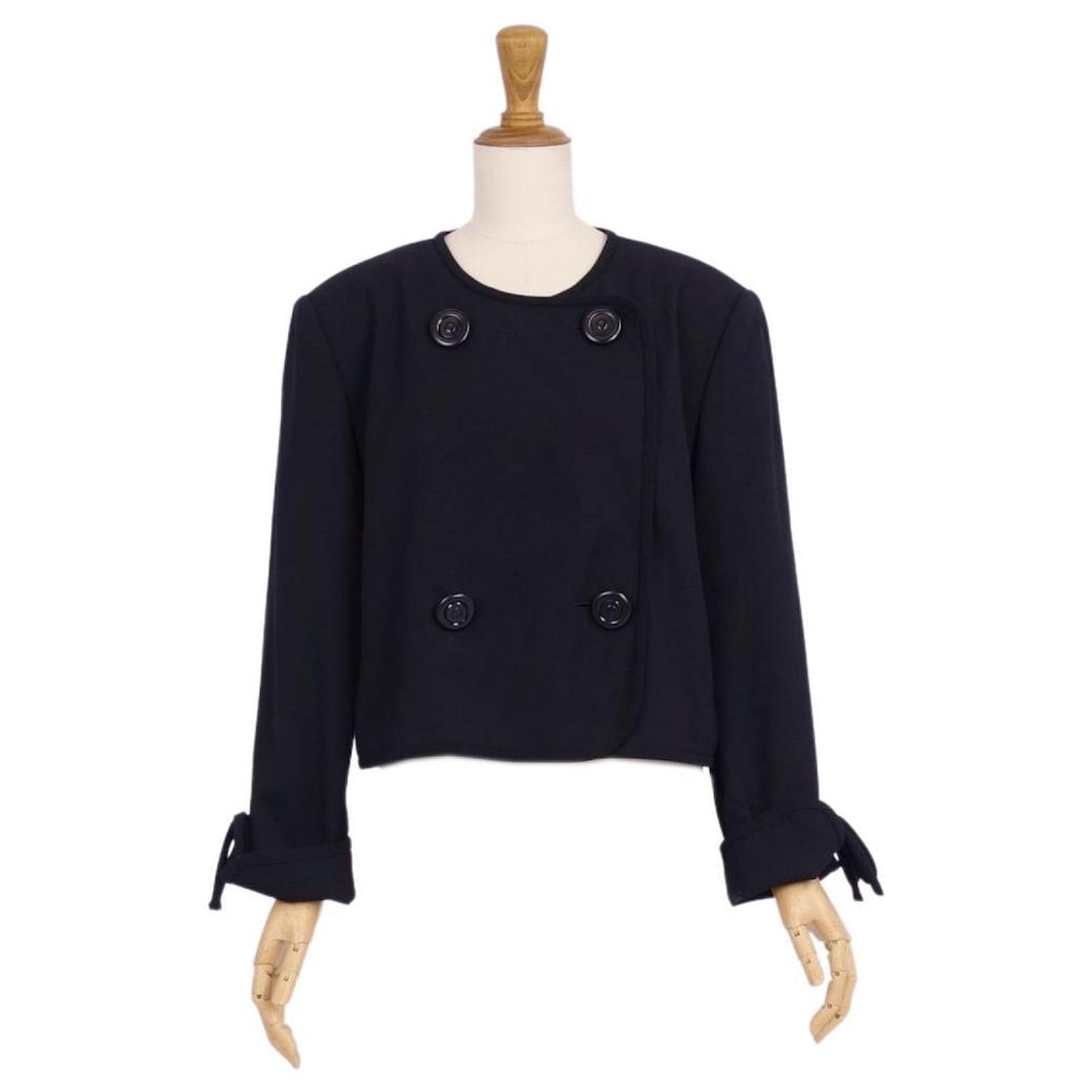 *Vintage Christian Dior Christian Dior Jacket No Color lined Breasted Wool Outer Women's Navy