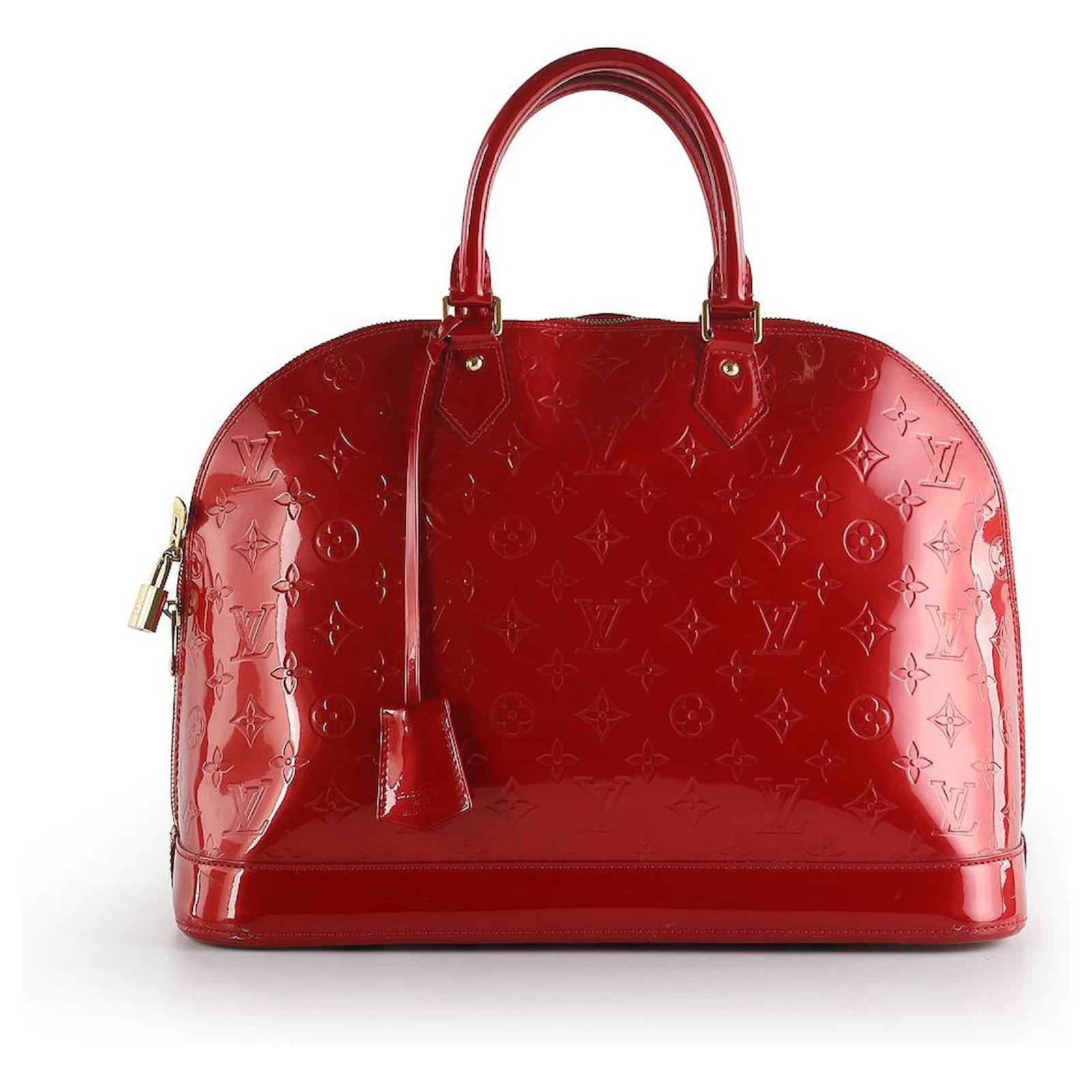 Louis Vuitton Alma GM Red Monogram Vernis Patent Leather Handbag