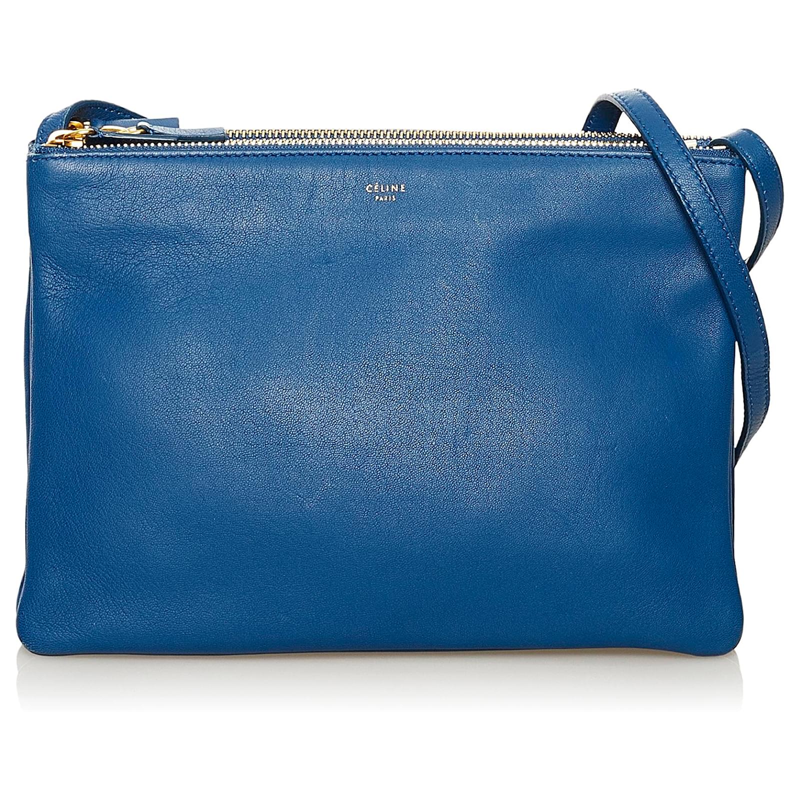 Céline Celine Blue Trio Leather Crossbody Bag Ponystyle calfskin ref