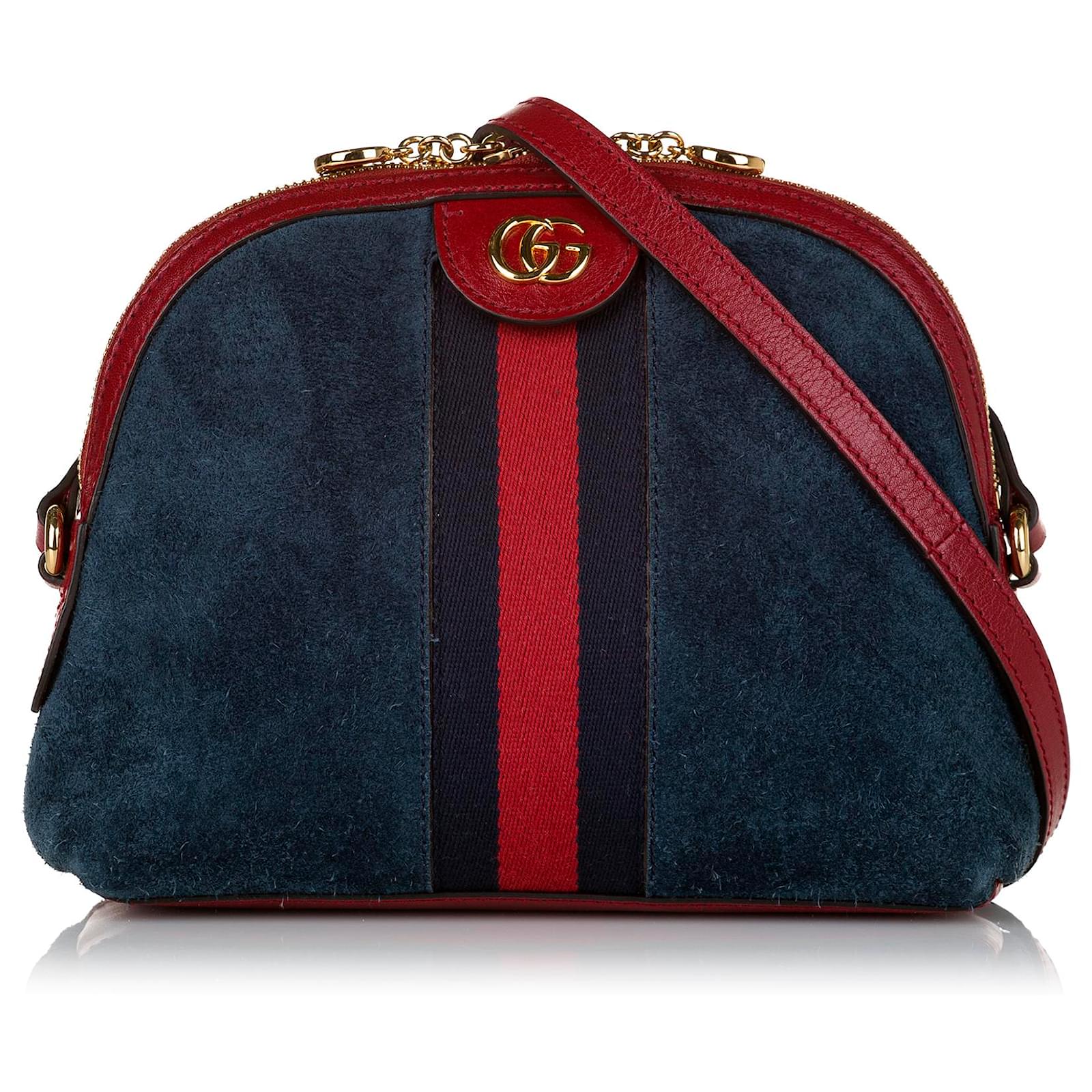 Gucci Blue Ophidia Dome Crossbody Dark blue Suede Leather ref.656420 Joli Closet