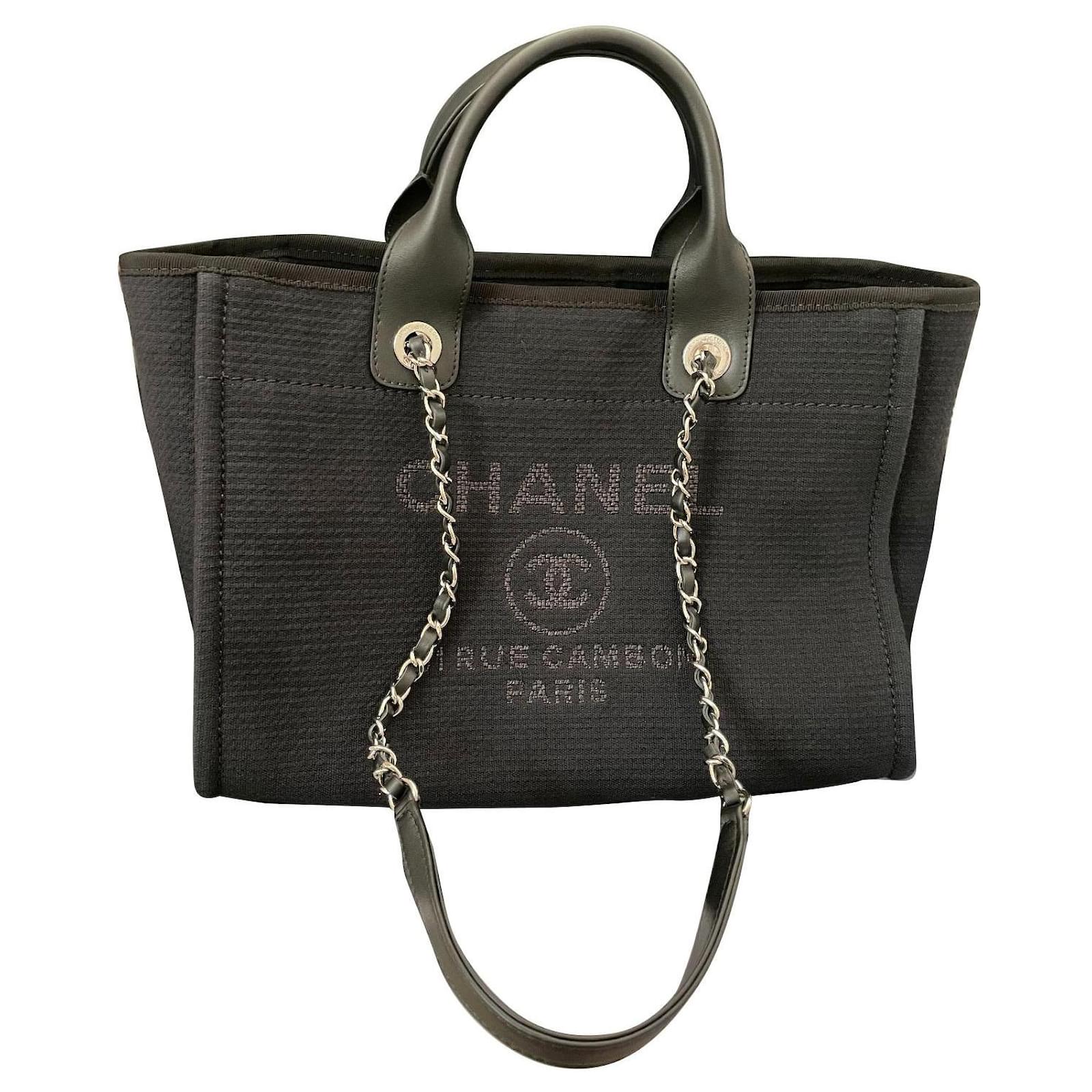 Deauville Chanel small tote bag new size small new Black Cotton Linen  ref.657093 - Joli Closet
