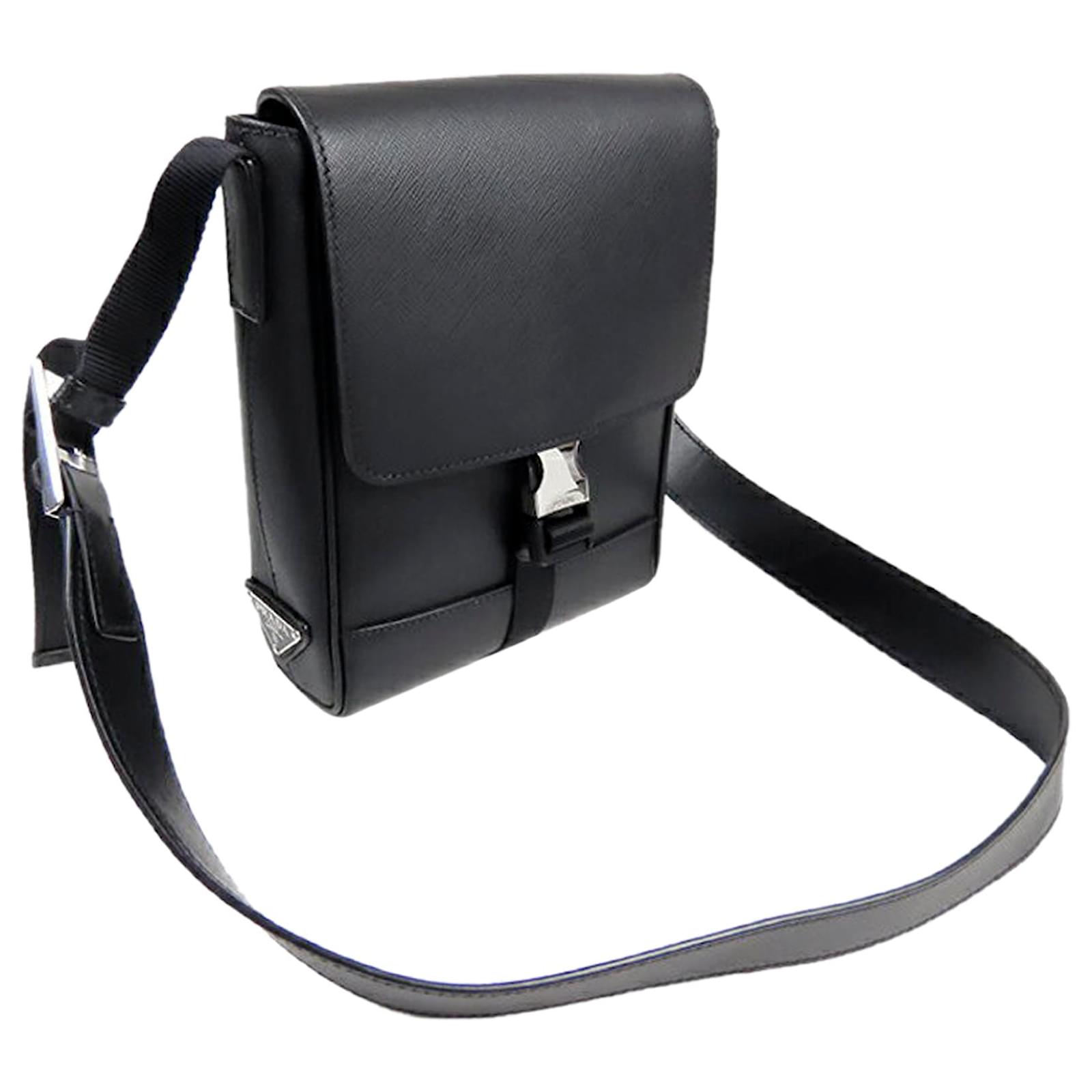 Prada Black Saffiano leather messenger bag