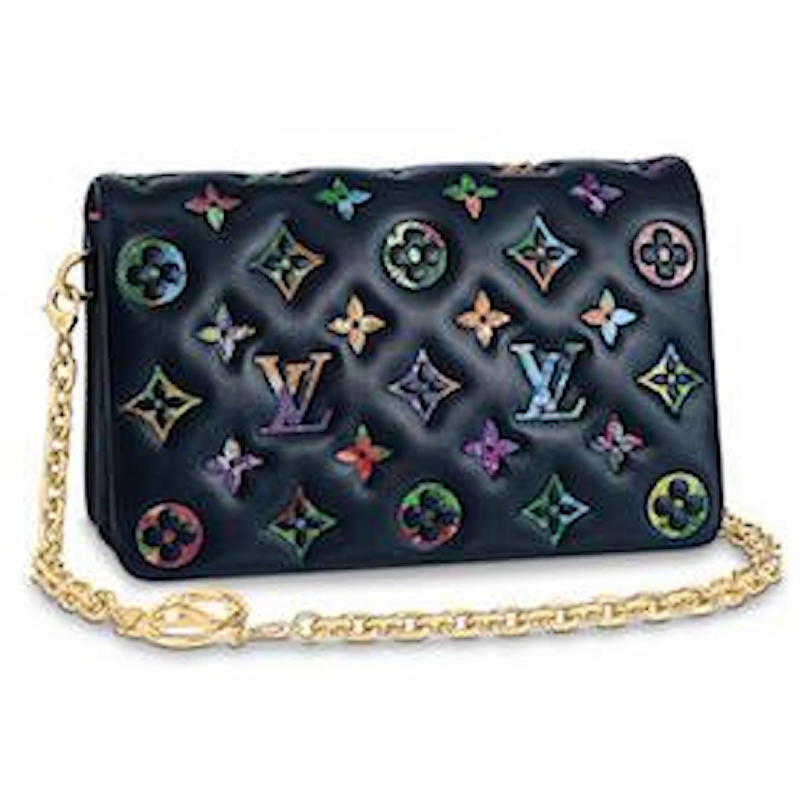 Brand New Louis Vuitton Coussin Pochette Black Monogram Embossed Leather Bag