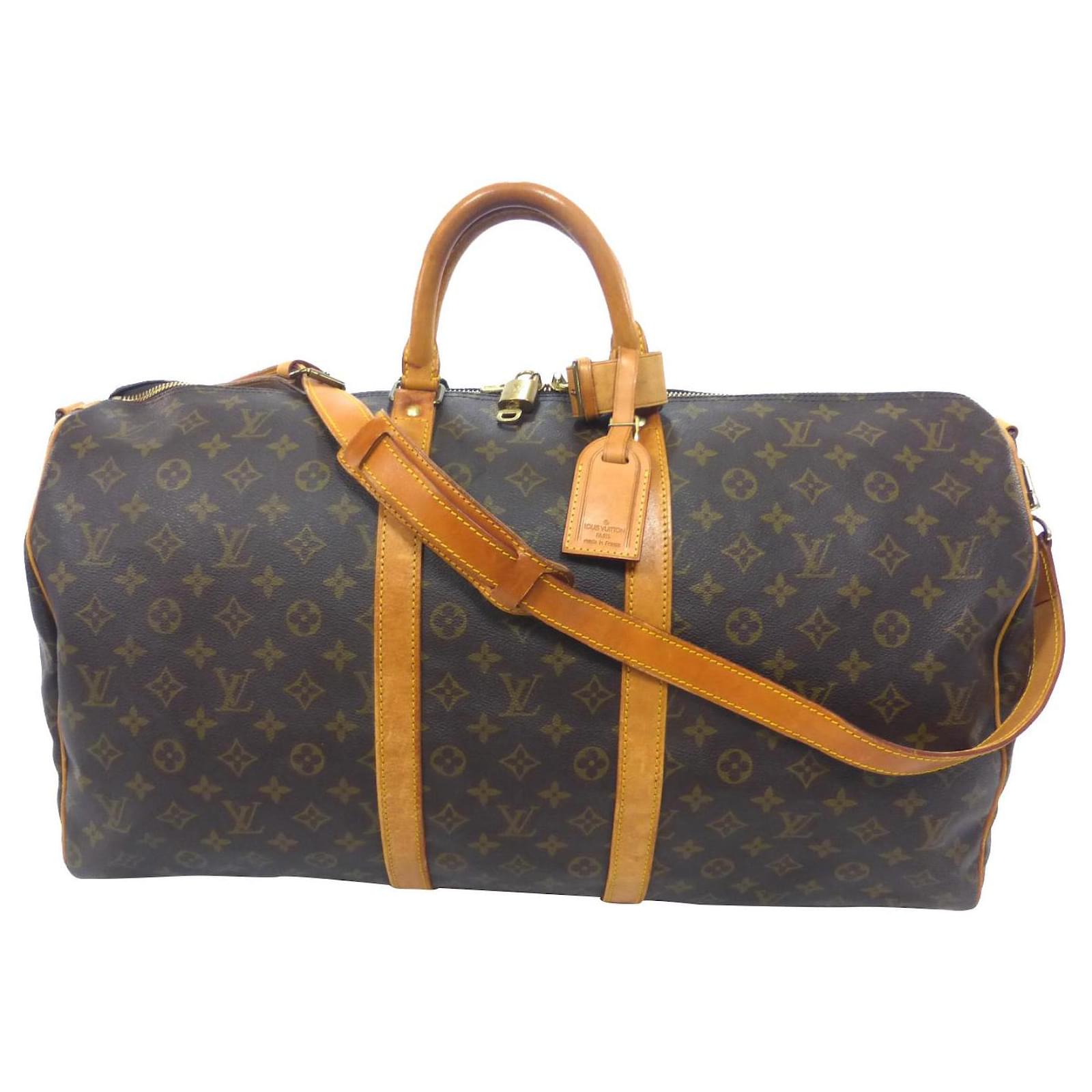 Louis Vuitton keepall 55 monogram shoulder strap Brown Leather ref.657744 -  Joli Closet