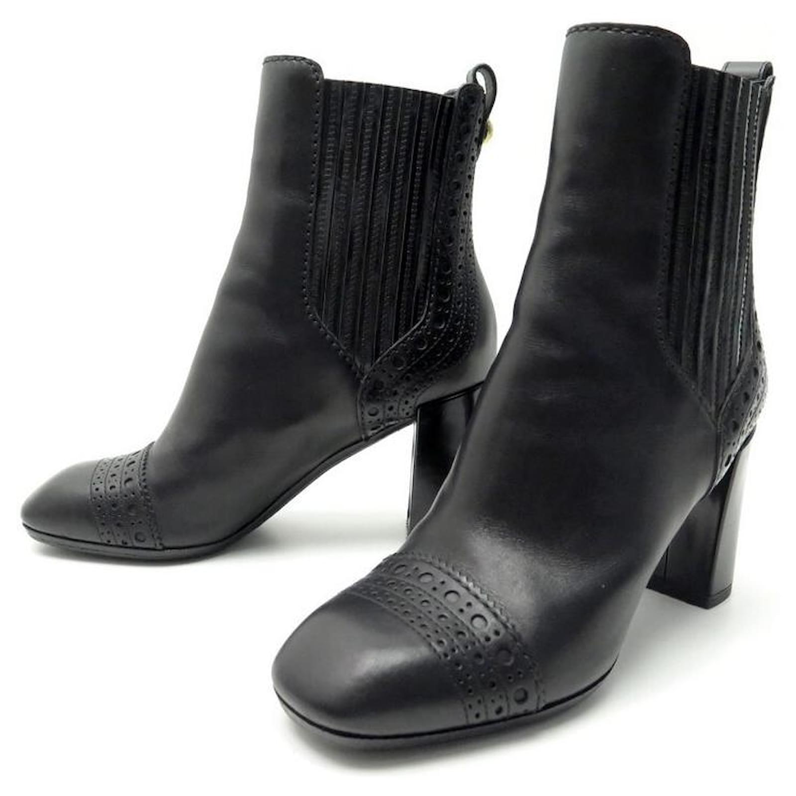 NEW LOUIS VUITTON SHOES ANKLE BOOTS IN BLACK LEATHER 35 ANKLE BOOTS NEW ...