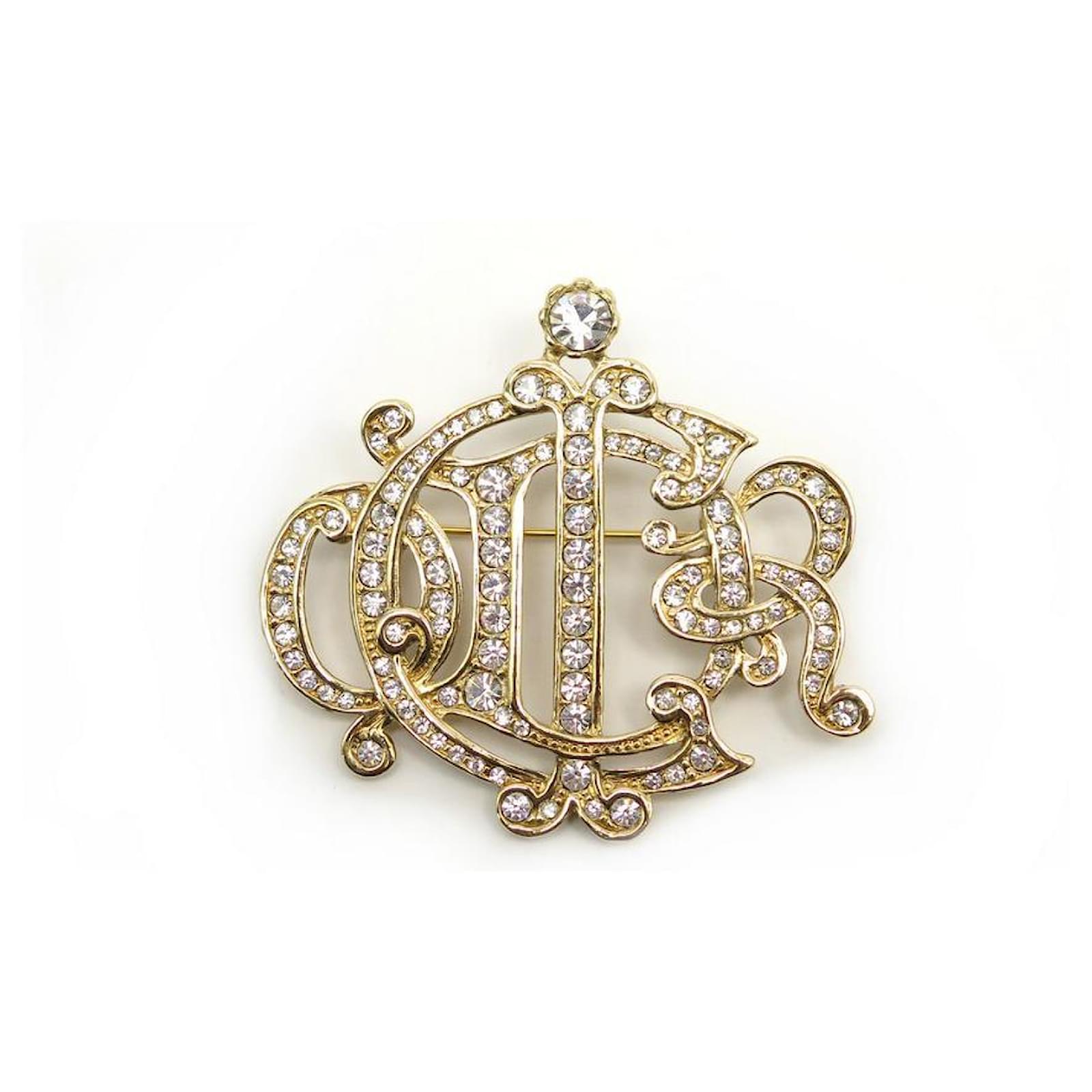 Other jewelry NEW CHRISTIAN DIOR BROOCH CD LETTERS GOLD METAL STRASS