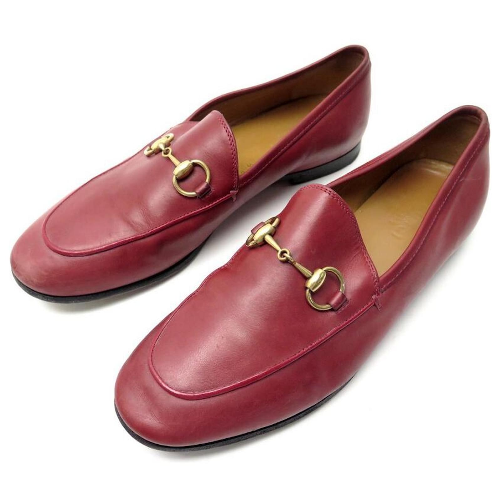 CHAUSSURES GUCCI MOCASSINS JORDAAN A MORS 404069 CUIR 35.5 IT 36.5 FR SHOE Rouge ref.657992 Joli Closet