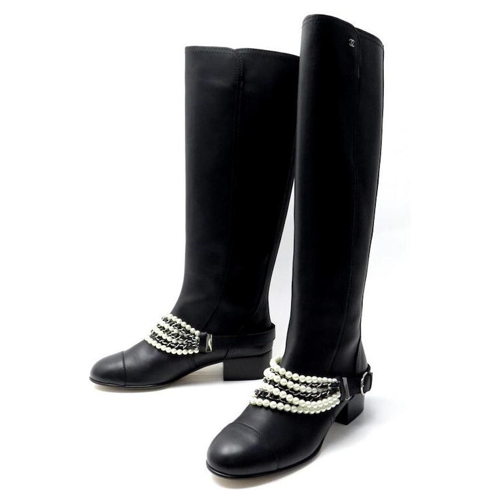 NUEVAS BOTAS DE MONTAR PERLAS G DE CHANEL33933 41 ZAPATO BOTAS