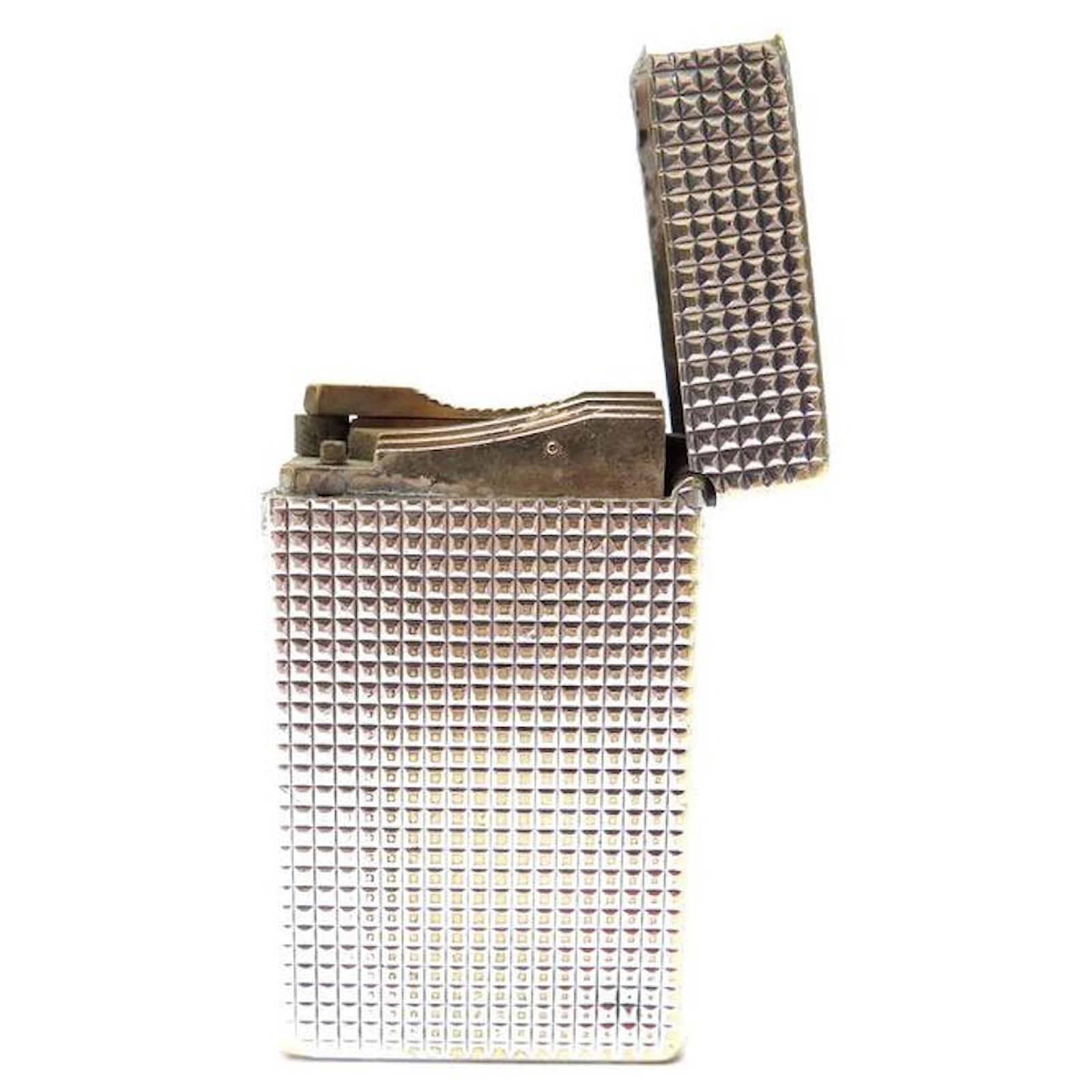 VINTAGE LIGHTER ST DUPONT LINE 2 DIAMOND TIP SILVER METAL LIGHTER