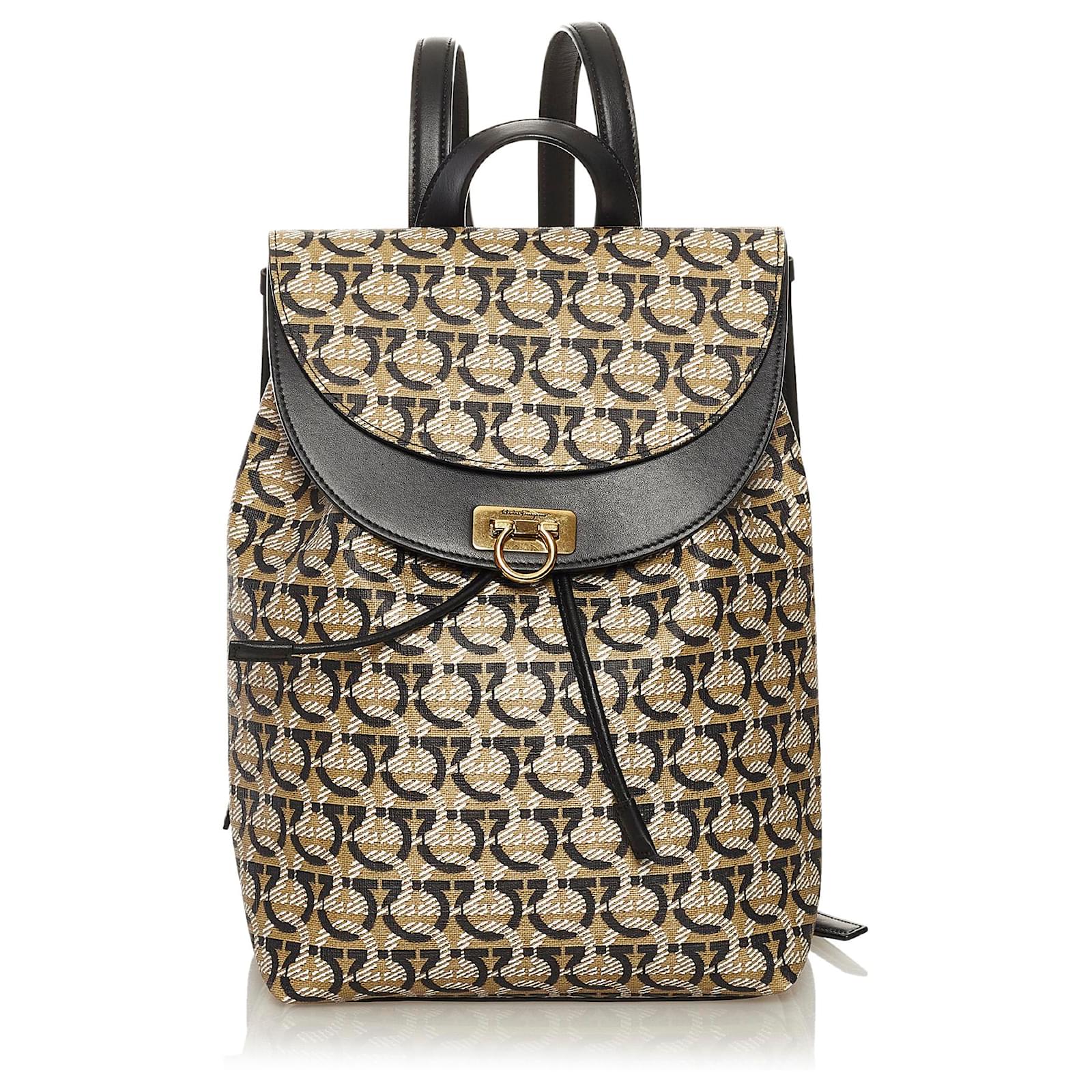 Salvatore Ferragamo Ferragamo Brown Gancini Backpack Cloth Cloth ref