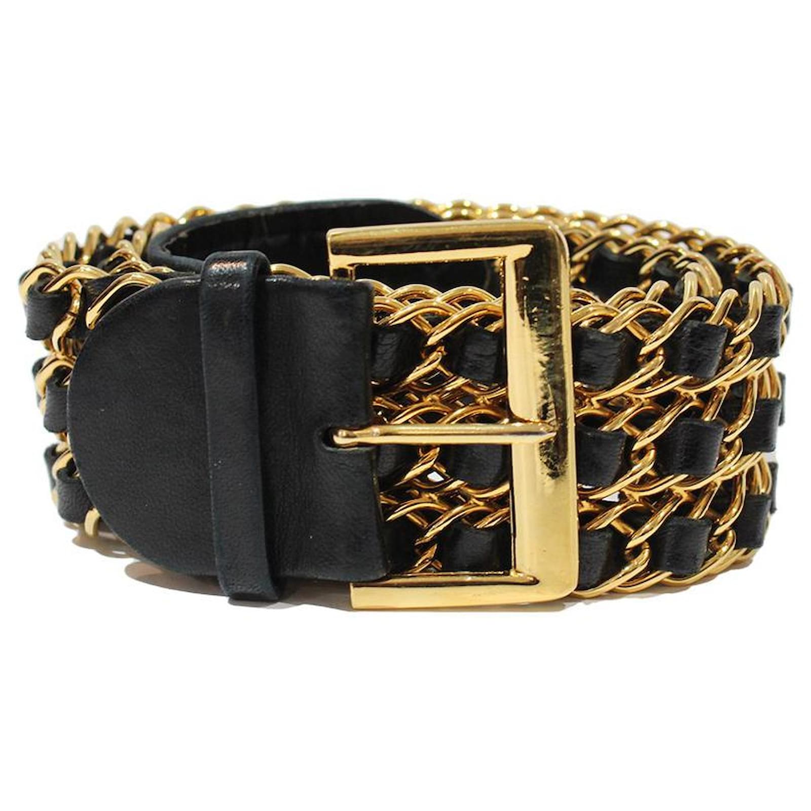 Chanel Vintage Multi Chain Medallion Belt - Black & Gold
