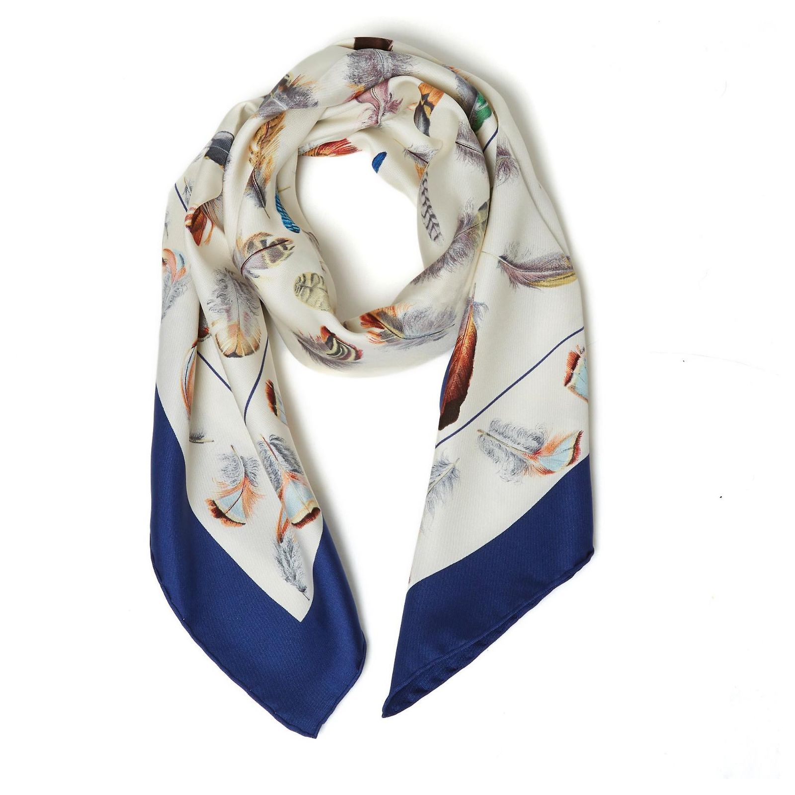 Foulard Carré Hermès 'Plumes' Vintage 1953 - Soie 34 Pouces - Très Bon état