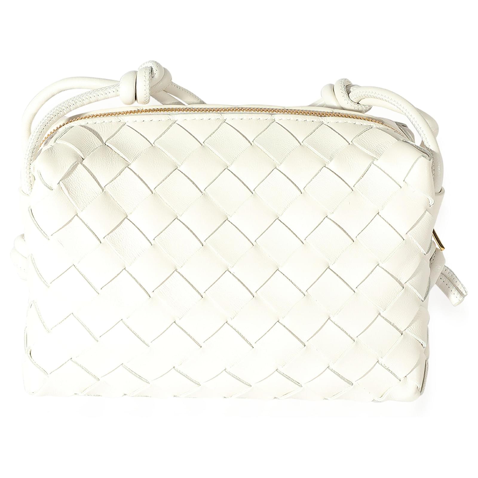 Bottega Veneta Loop Intrecciato Leather Shoulder Bag - White - One Size