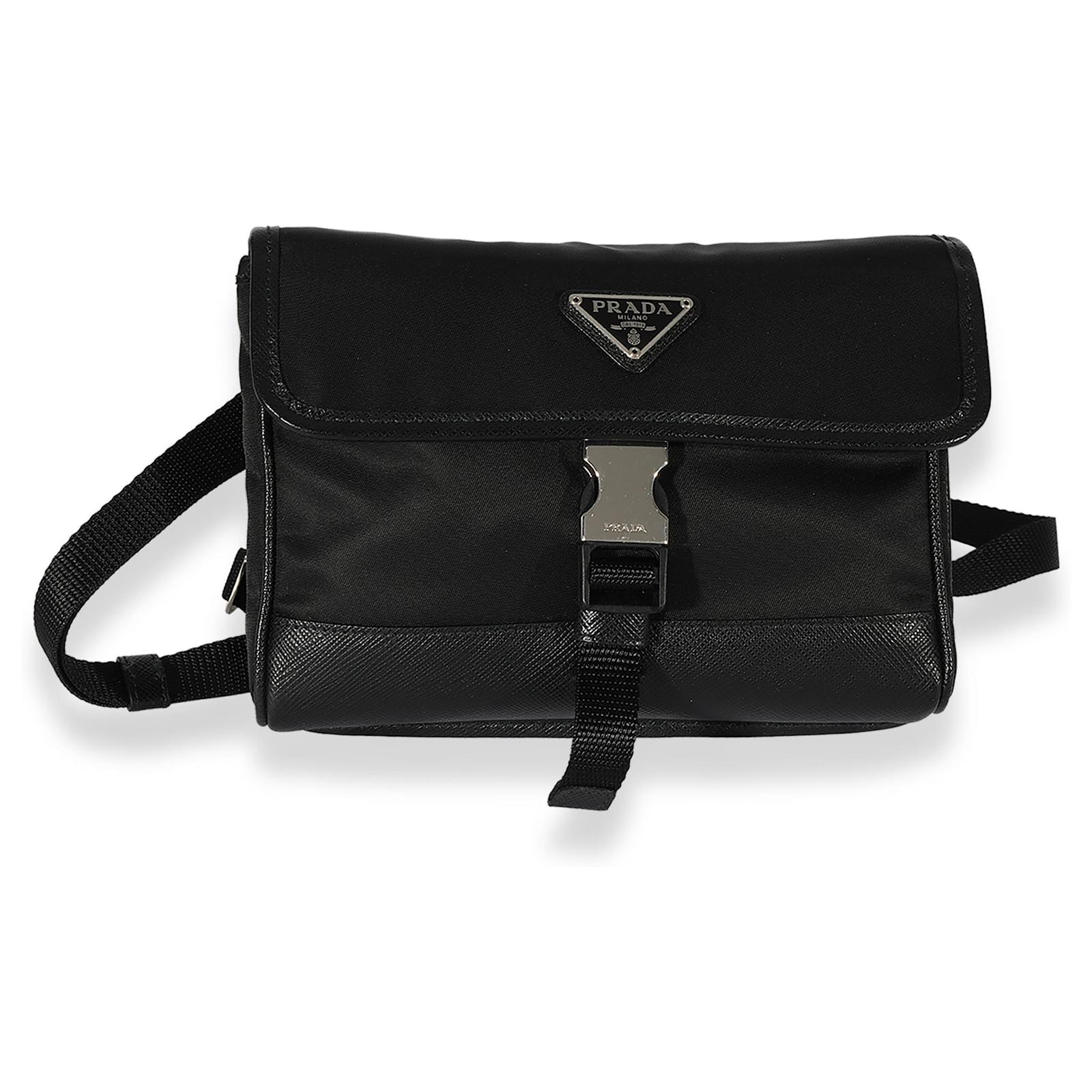 Black Re-nylon And Saffiano Shoulder Bag