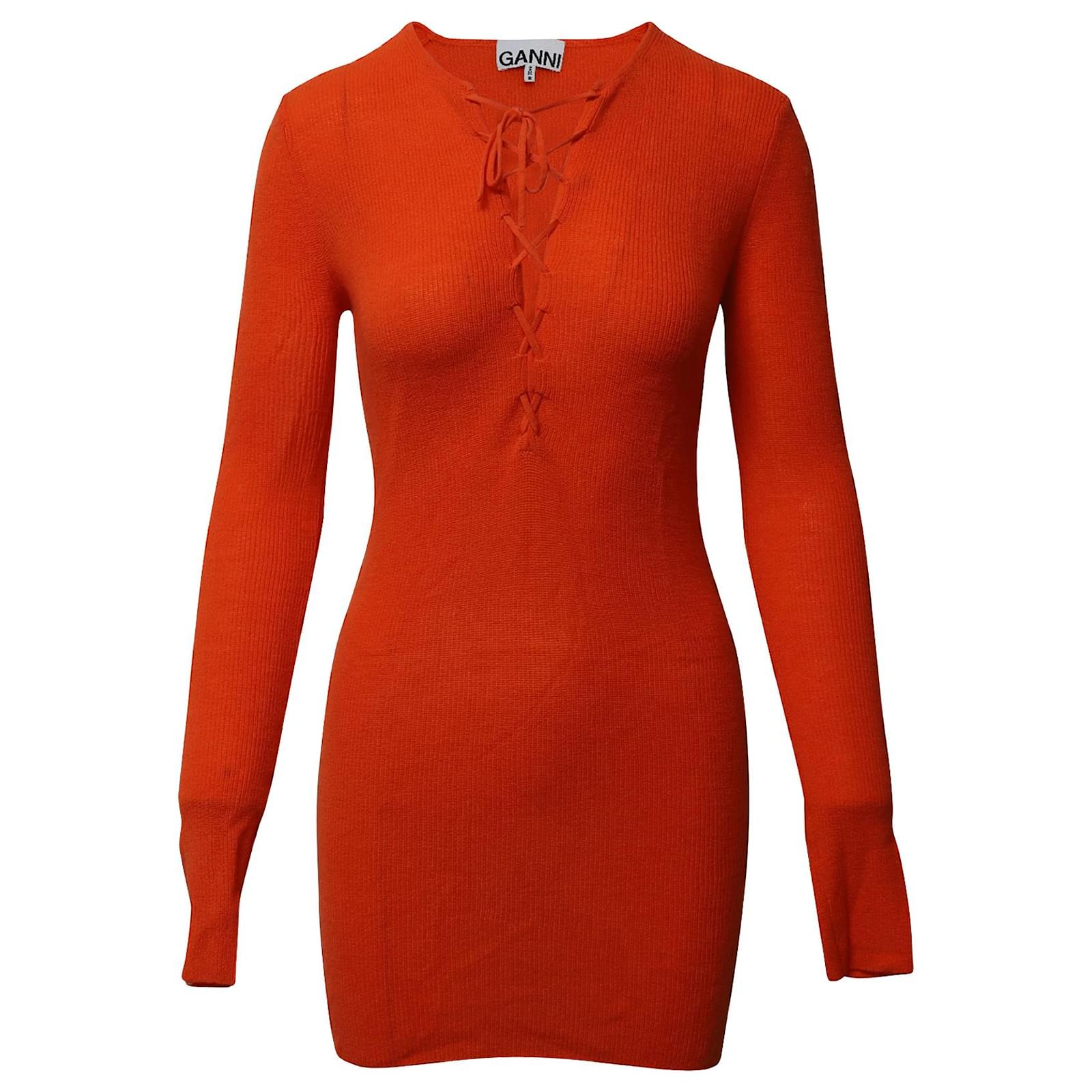 ganni tie front dress