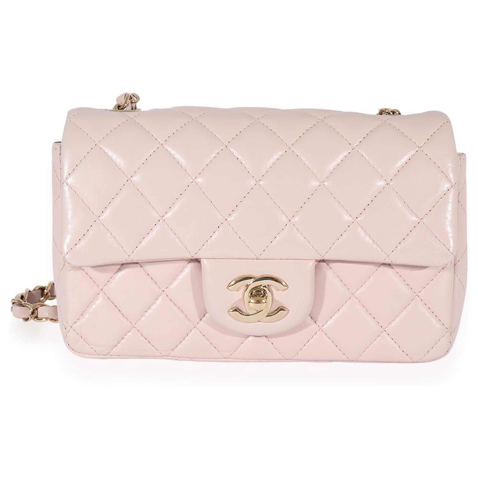 Chanel Classic Rectangle Mini Flap Pink Leather ref.659548 - Joli