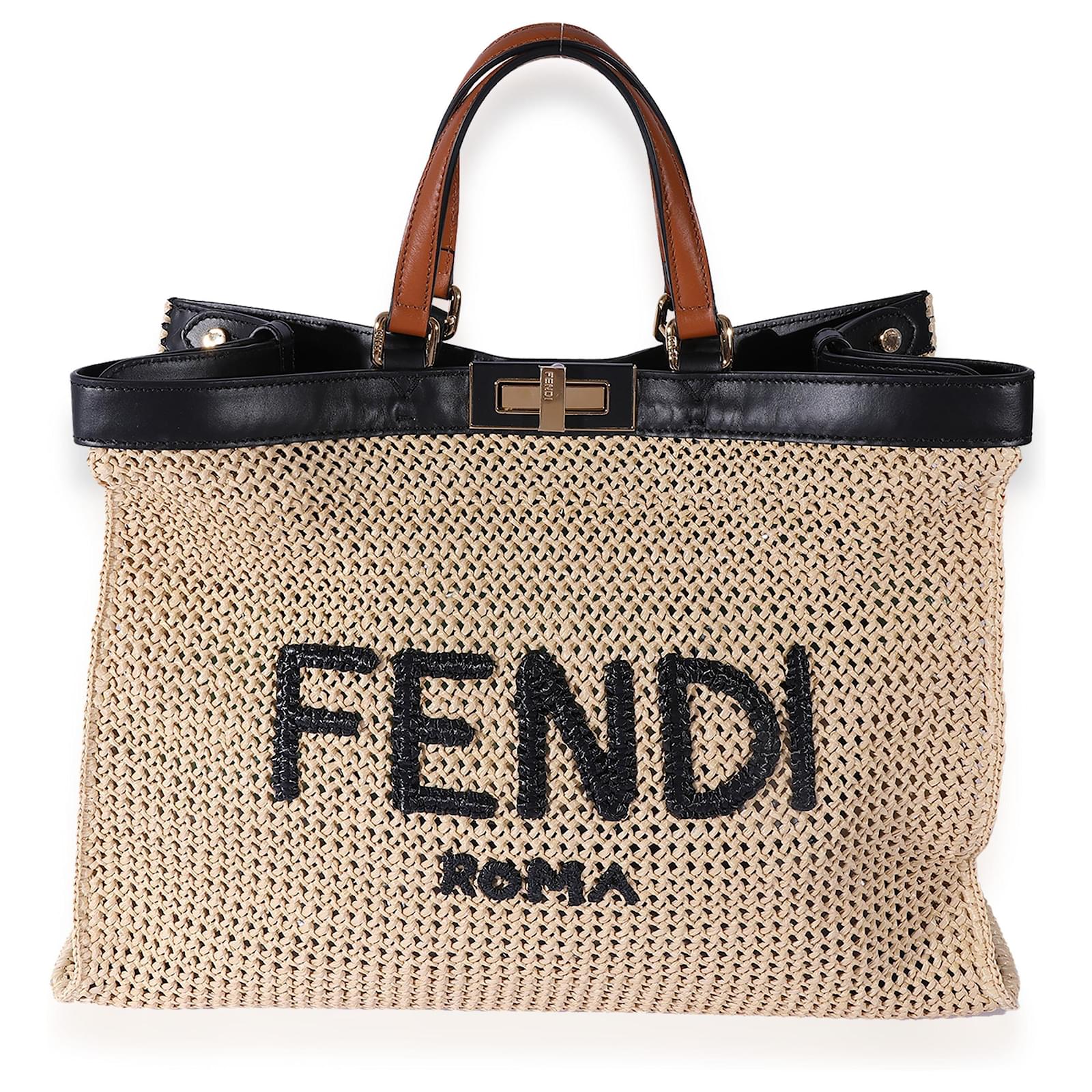 Fendi Raffia Vitello Macrame Large Peekaboo X-Tote