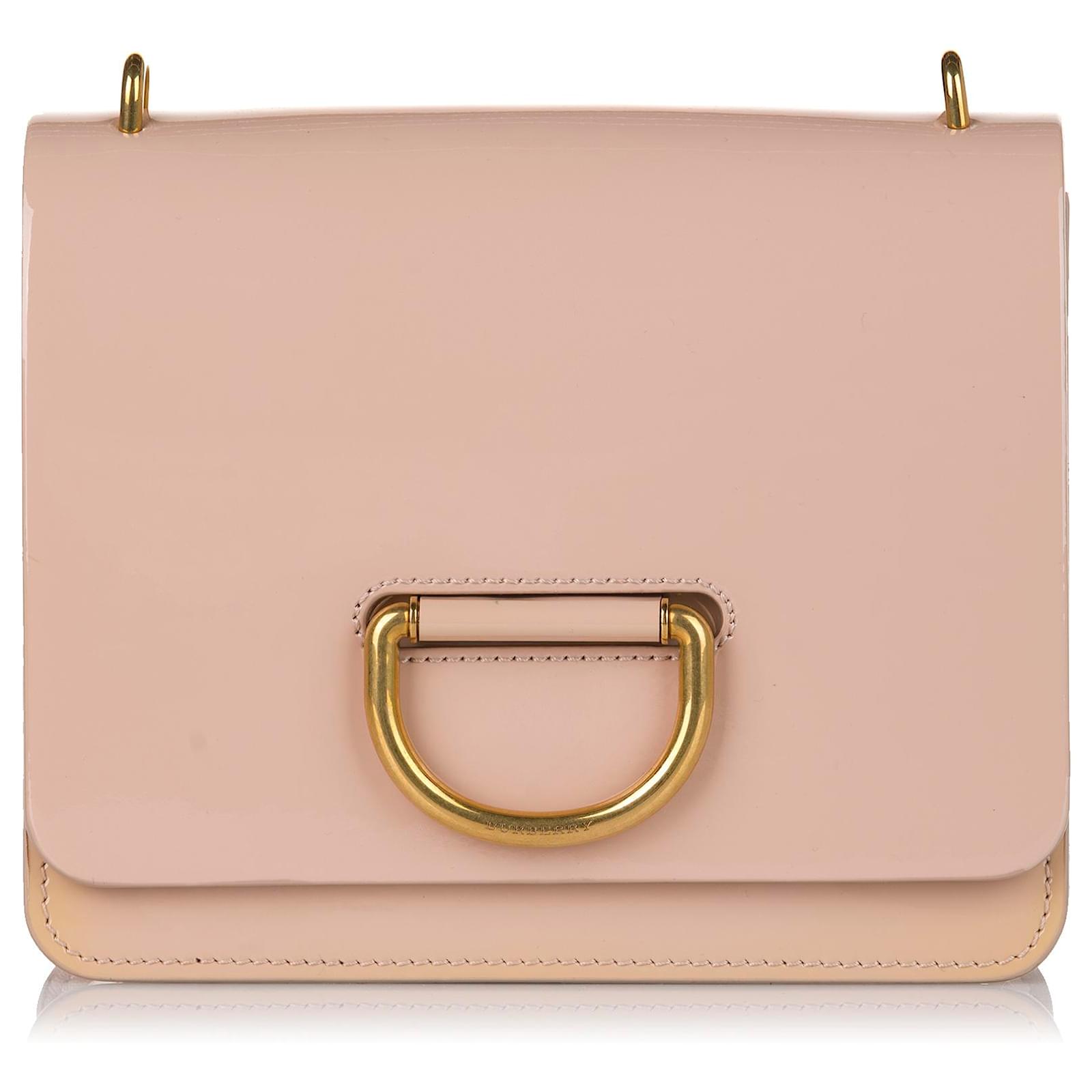 Burberry Brown Patent Leather Dring Crossbody Bag Beige ref.660090
