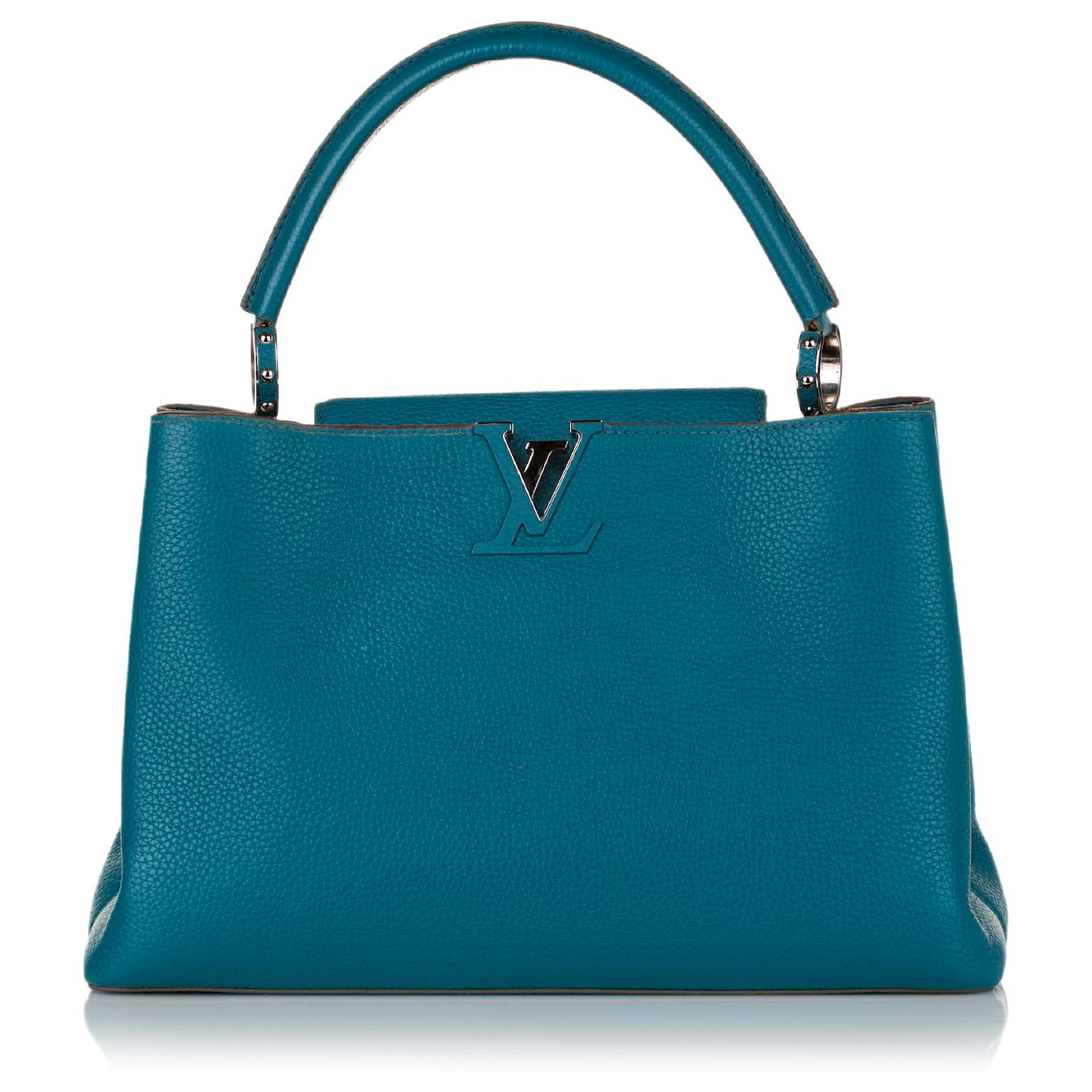 Louis Vuitton Blue Capucines Turquoise Leather Pony-style calfskin  ref.660133 - Joli Closet