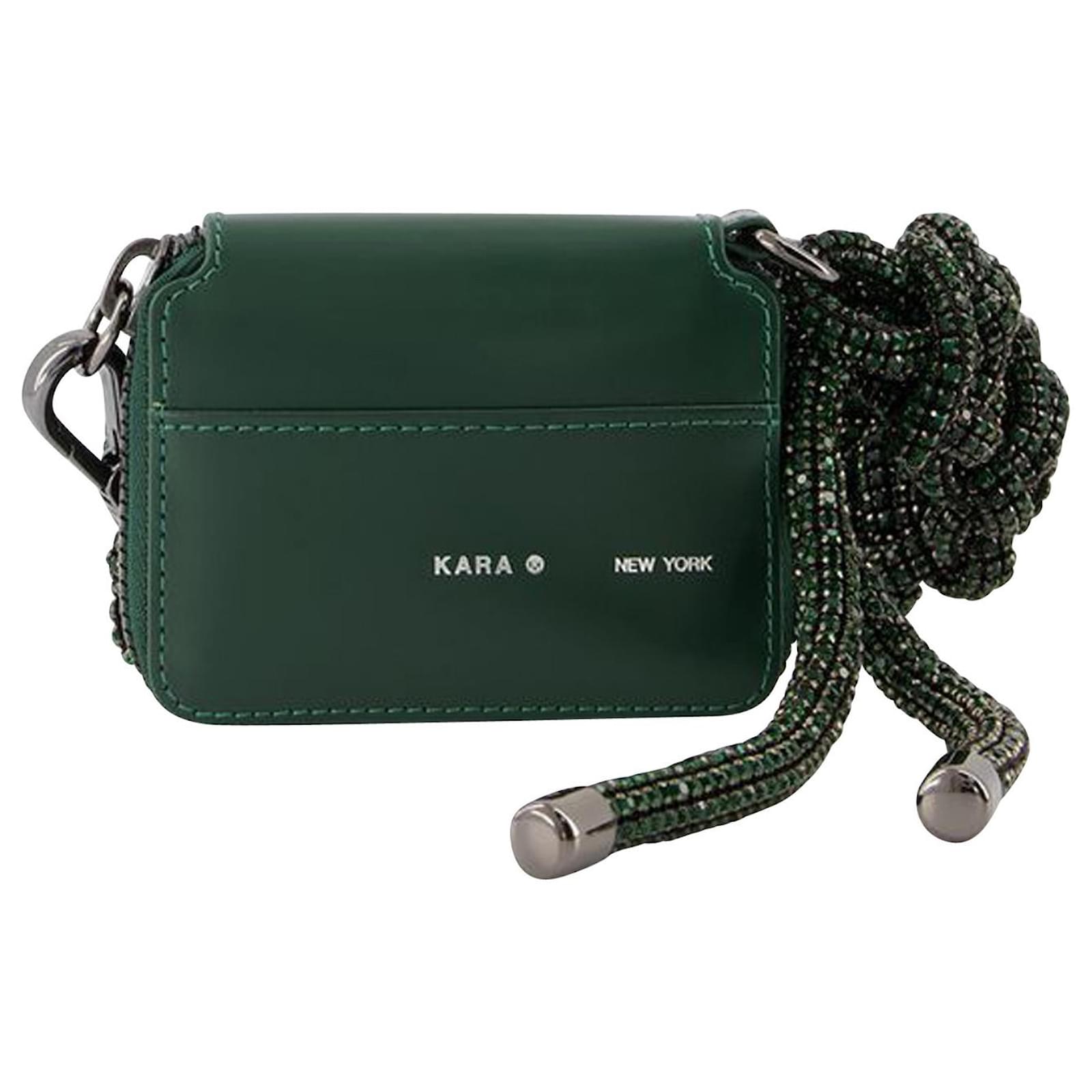 Donna Karan Crystal Cobra Bike Wallet Green Leather ref.660743