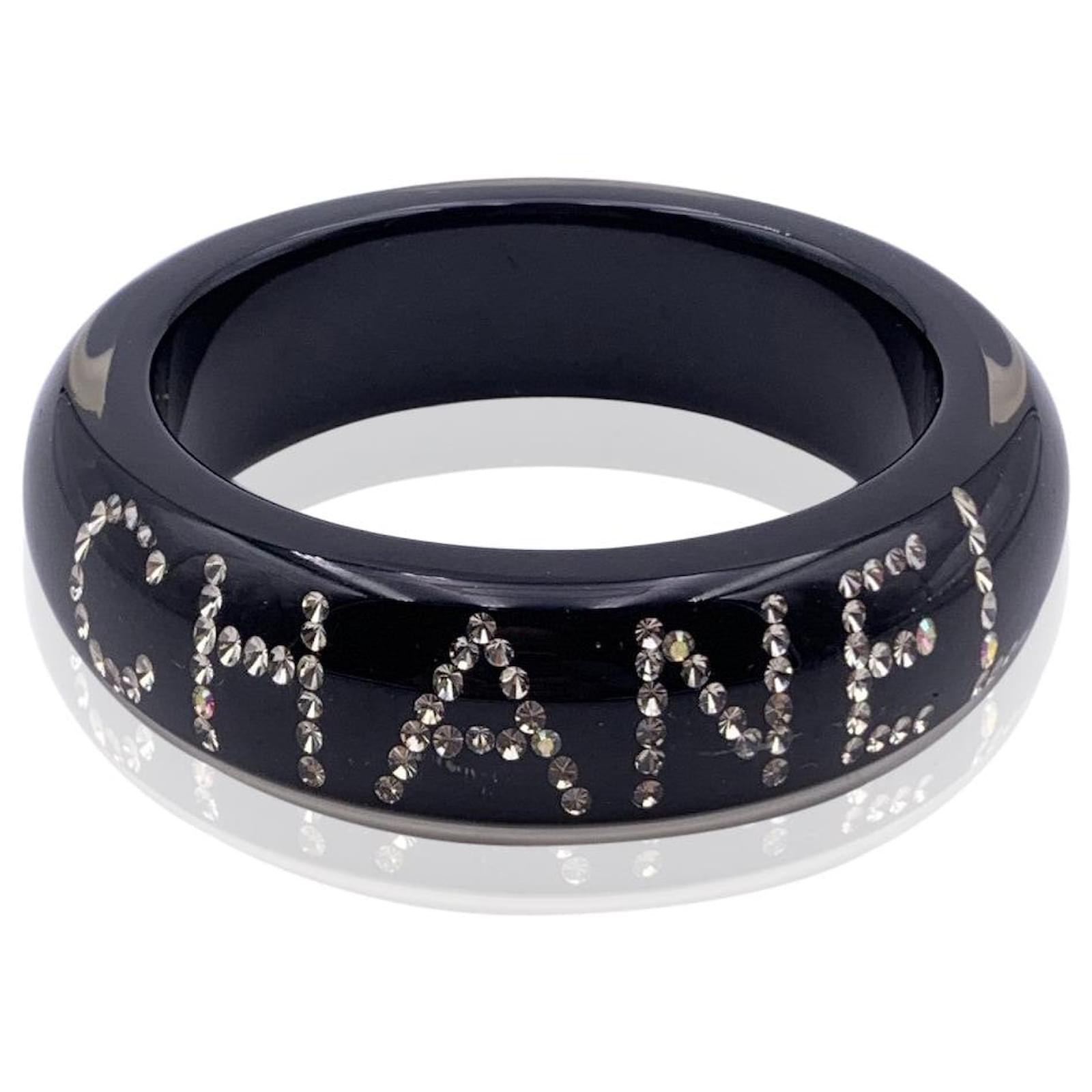 Chanel bracelet light gold rhinestone CC - Vintage Lux