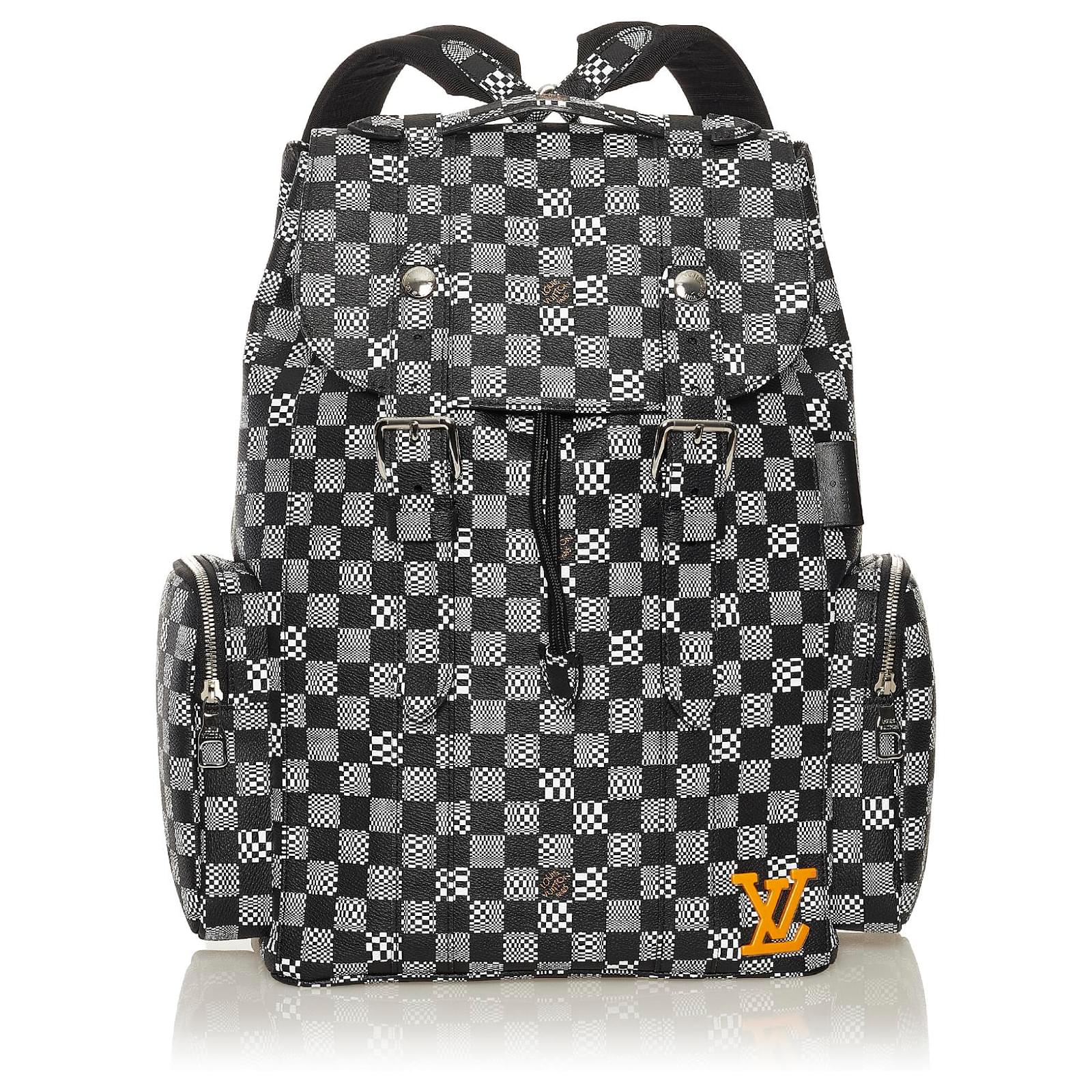 Louis Vuitton Black Distorted Damier Christopher Backpack White