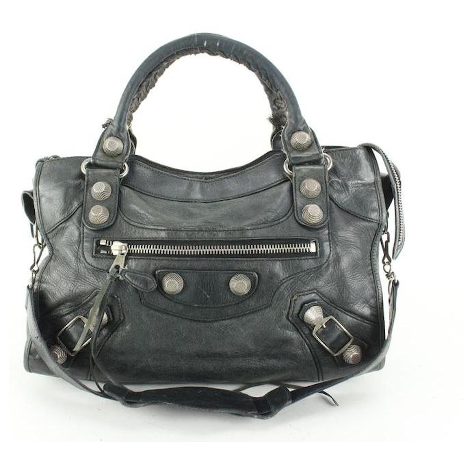 Balenciaga Anthracite Lambskin Leather Giant 21 Silver City Bag ref ...