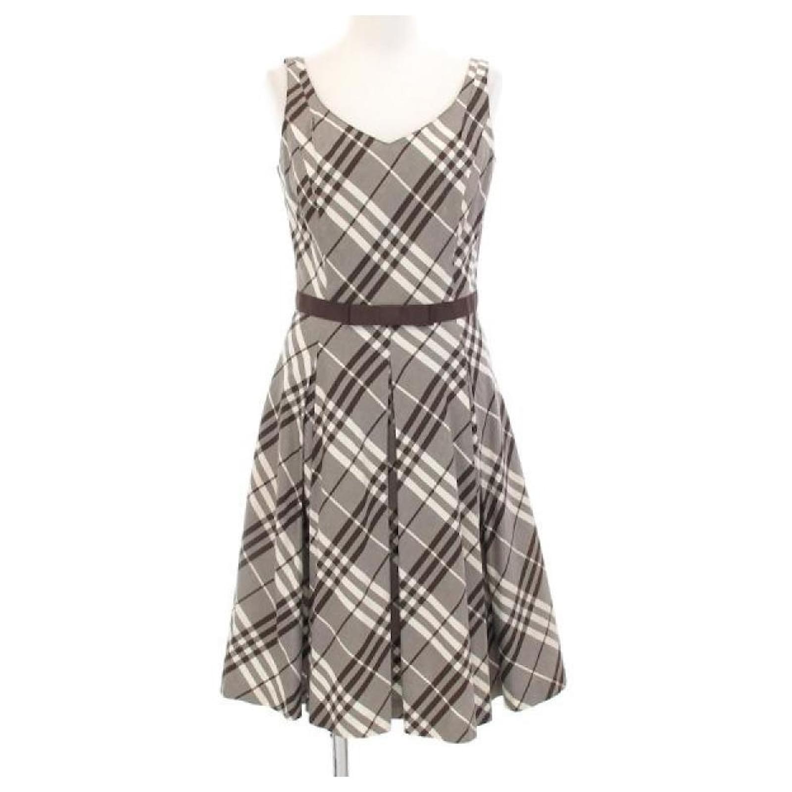 Burberry Robe étiquette bleue Coton Marron Gris ref.661373 Joli Closet