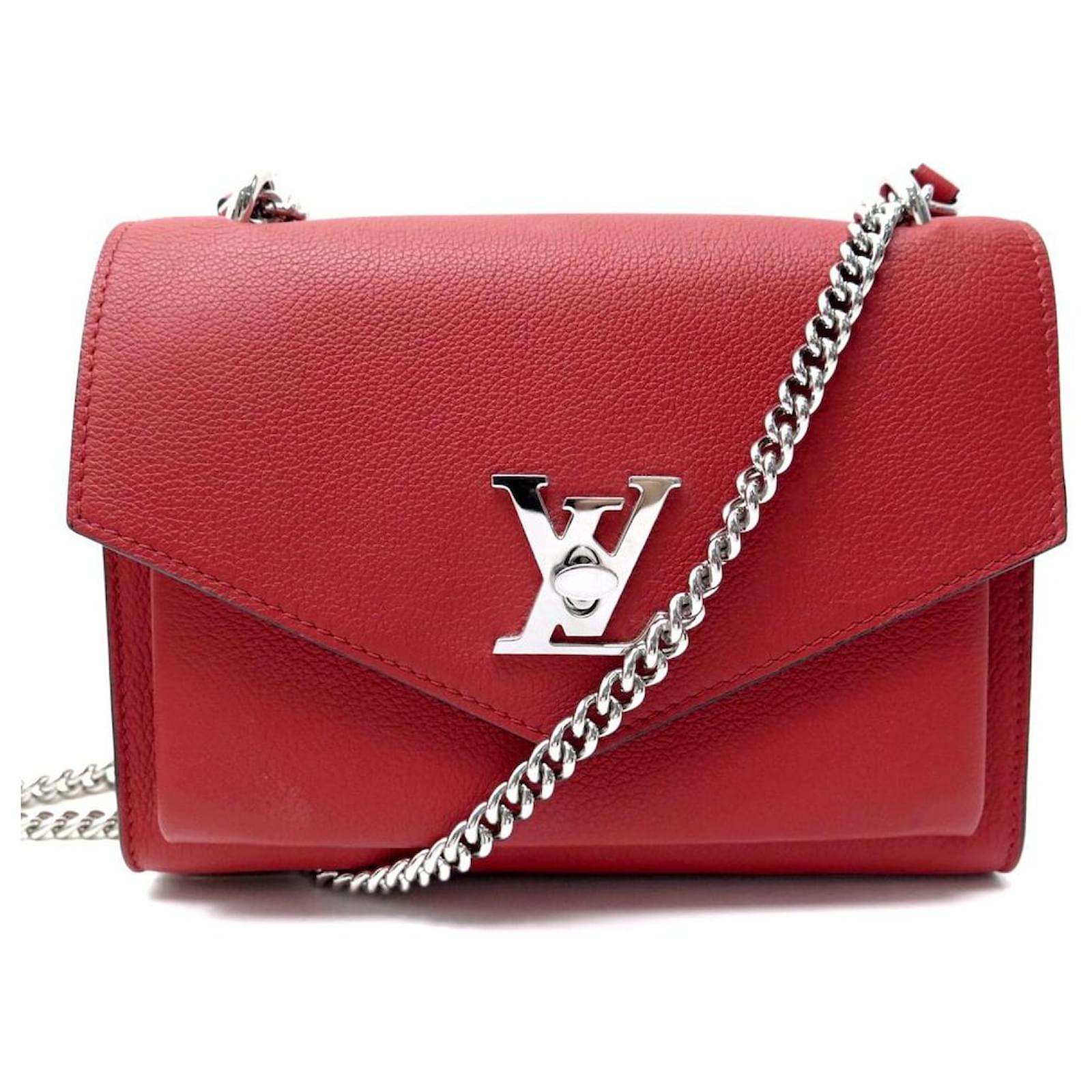 LOUIS VUITTON MYLOCKME BB RUBIS RED GRAINED LEATHER HAND BAG ref