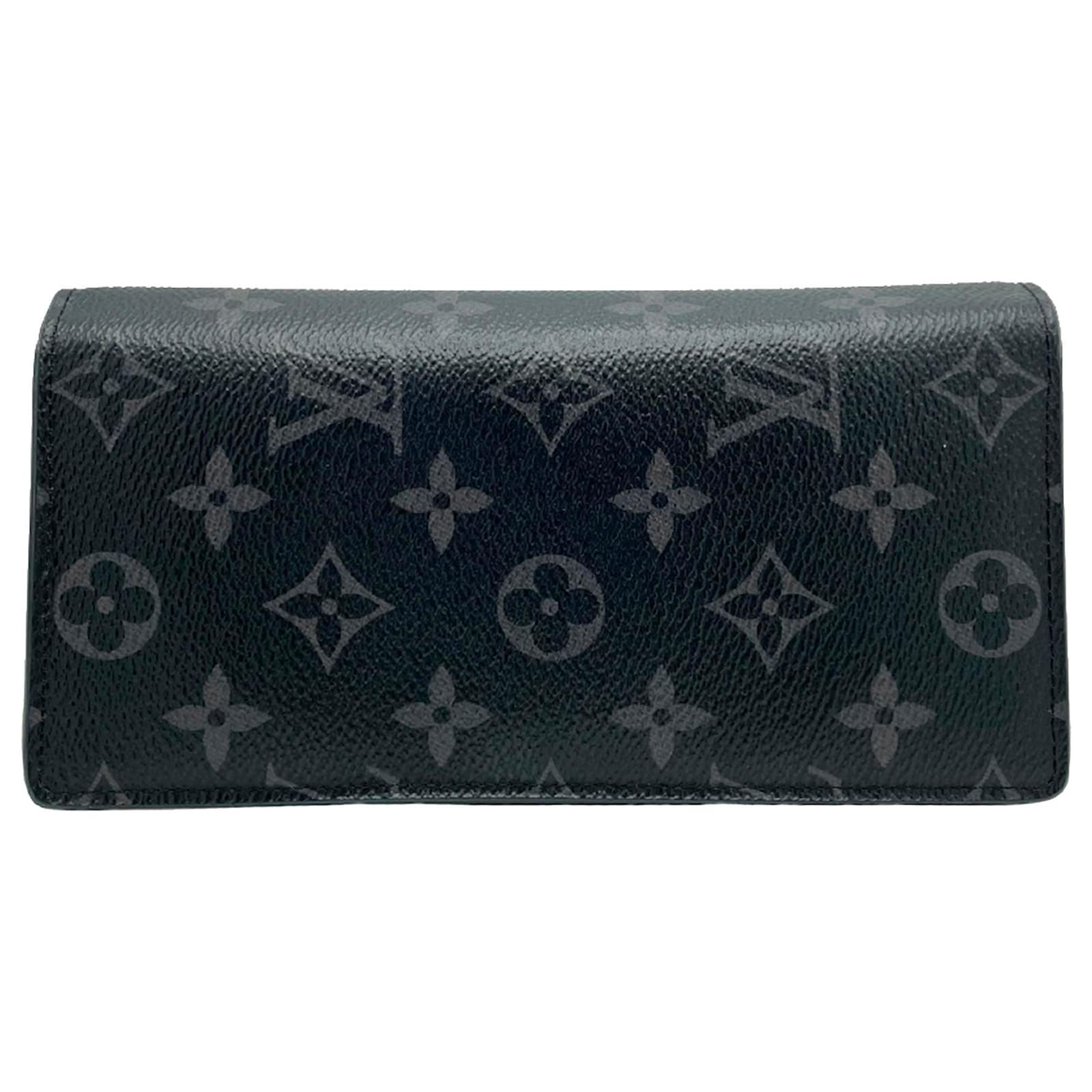 Louis Vuitton Black Monogram Eclipse Portefeuille Brazza Wallet Cloth  ref.663771 - Joli Closet