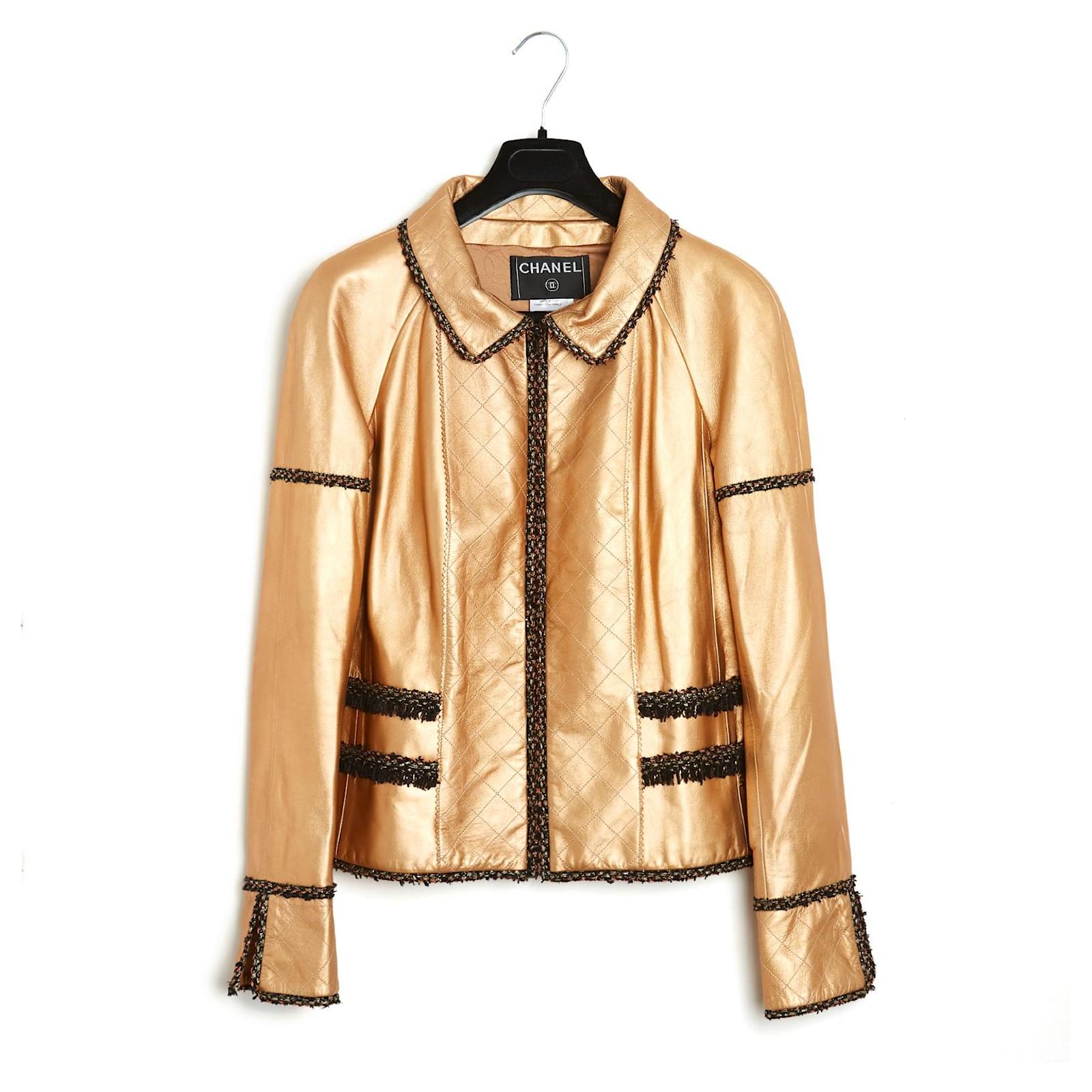 Jackets Chanel 05A Golden Leather Jacket FR38 Size 38 FR