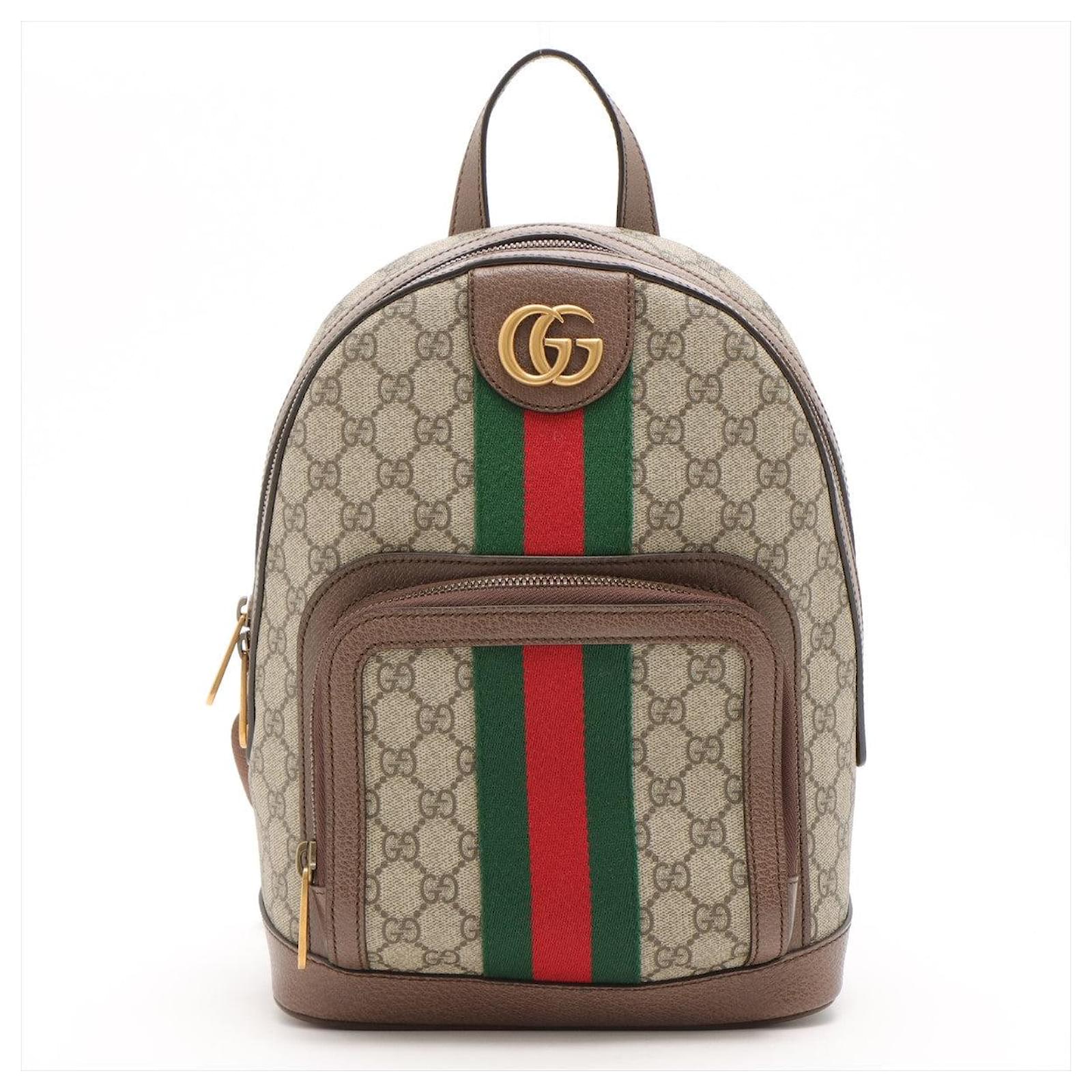 Gucci Ophidia GG Supreme Small Backpack Beige Red/Green Web Brown Cloth ref.664670