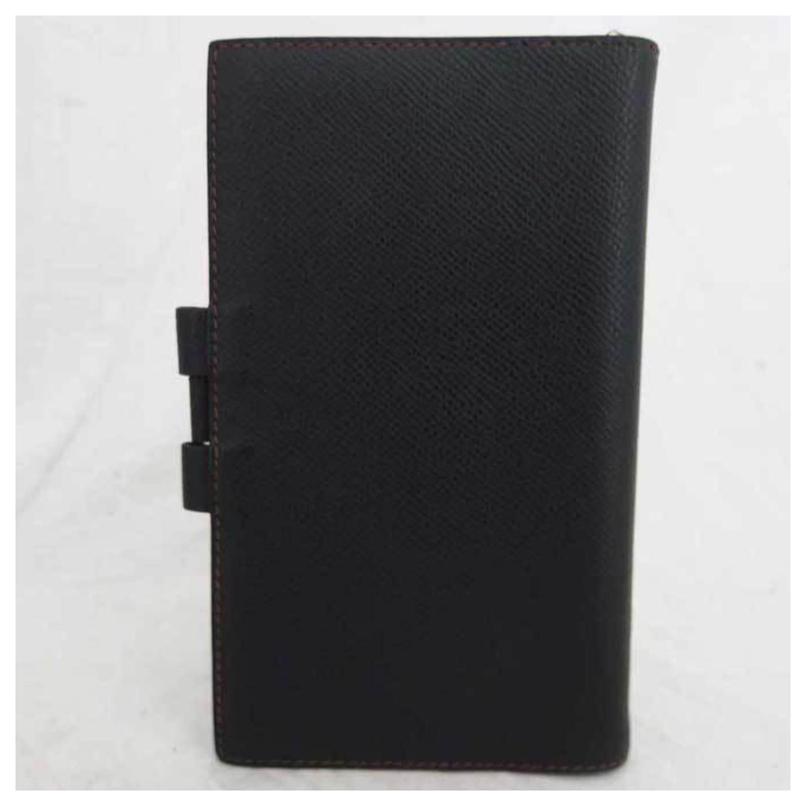 Porte-agenda Hermès Paris En Cuir Noir - 17 Cm - Occasion Bon état - Fait Main