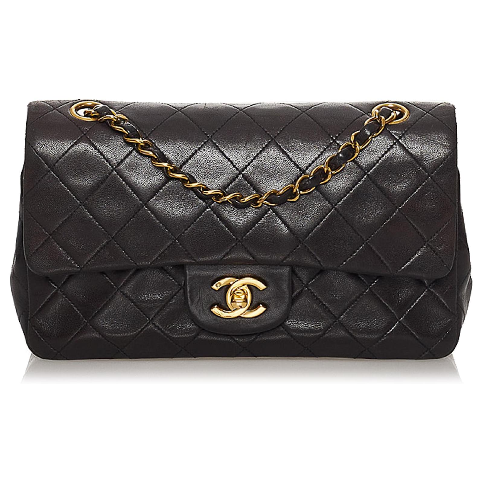 Chanel Black Small Classic Lambskin Double Flap Leather ref.666173 - Joli  Closet