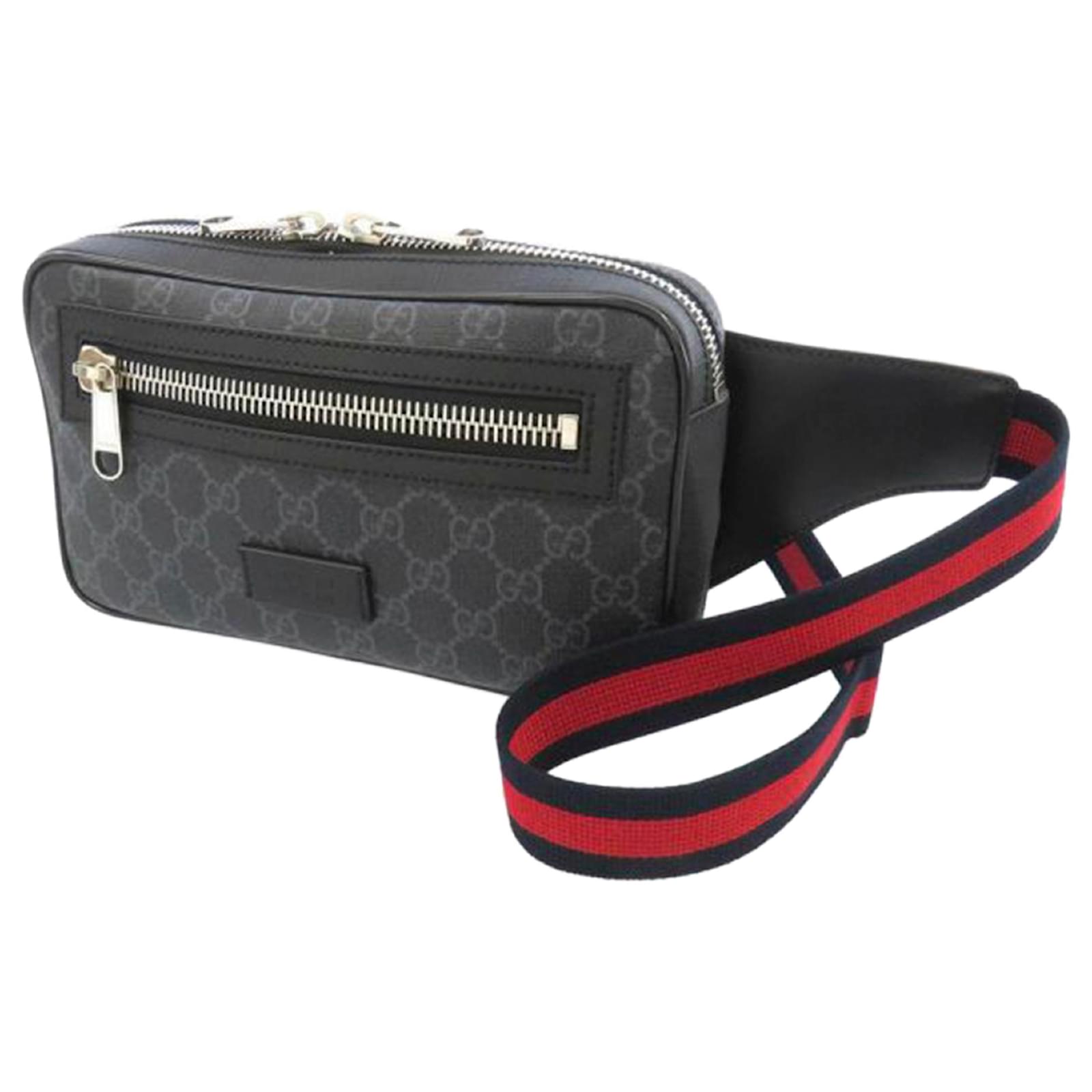 Gucci Black GG Supreme Web Belt Bag Red Leather Cloth Pony-style calfskin  Cloth ref.666249 - Joli Closet